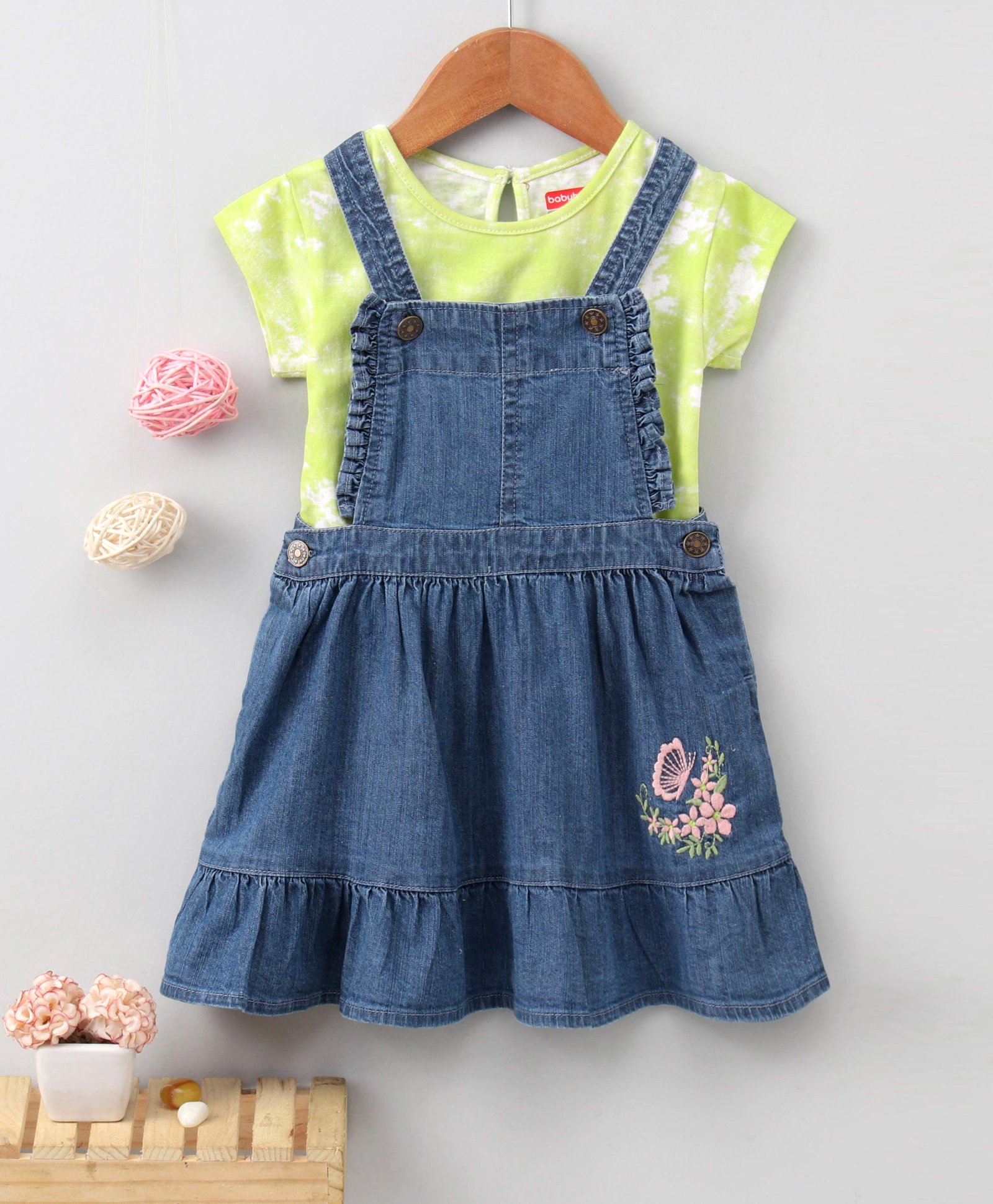 Babyhug Denim Frock with Half Sleeves 