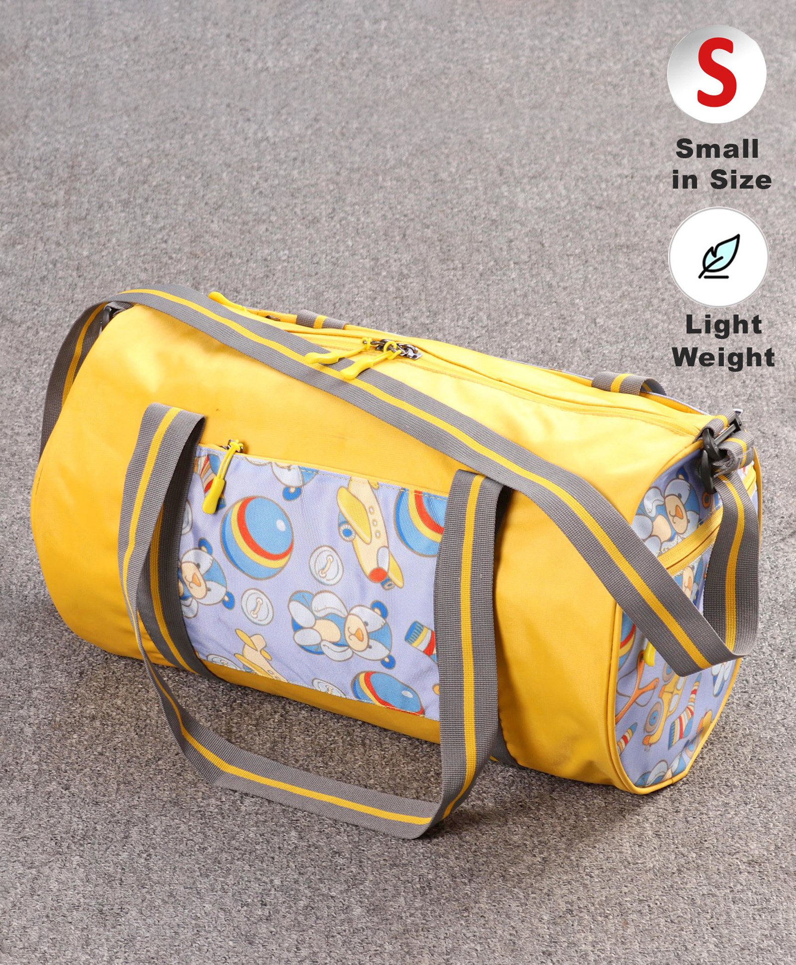 Pine Kids Printed Duffle Bag for 1 Day Trip - Yellow-image-4