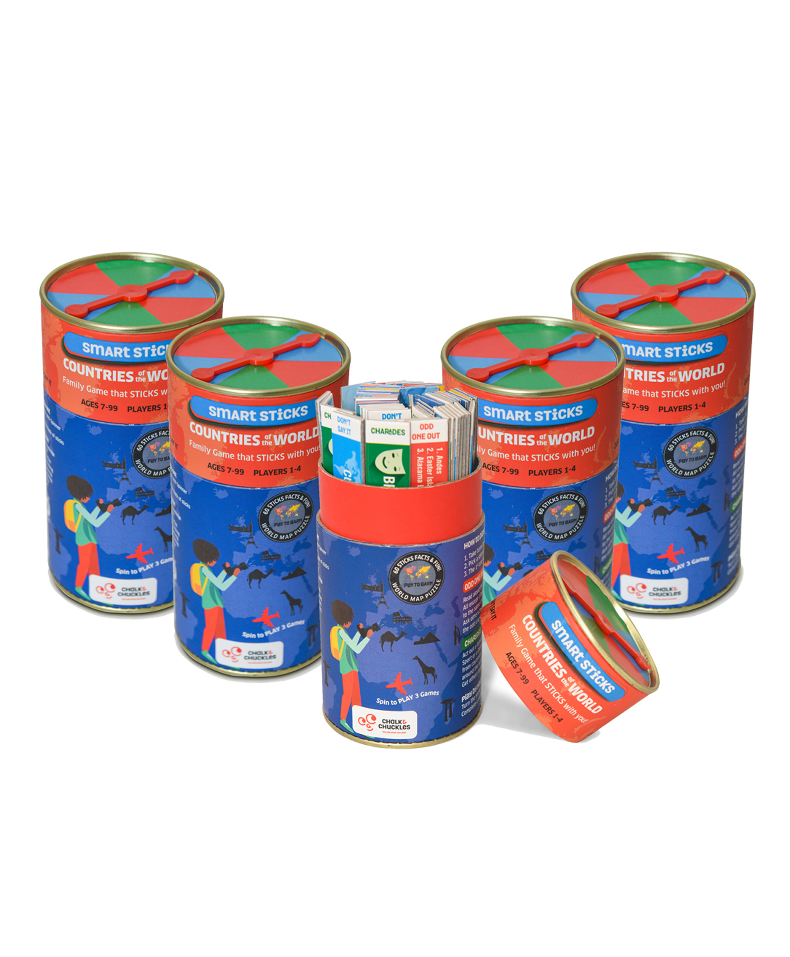 Chalk and Chuckles Smart Sticks Countries Of The World Puzzle Pack Of 5 - Multicolour-image-22