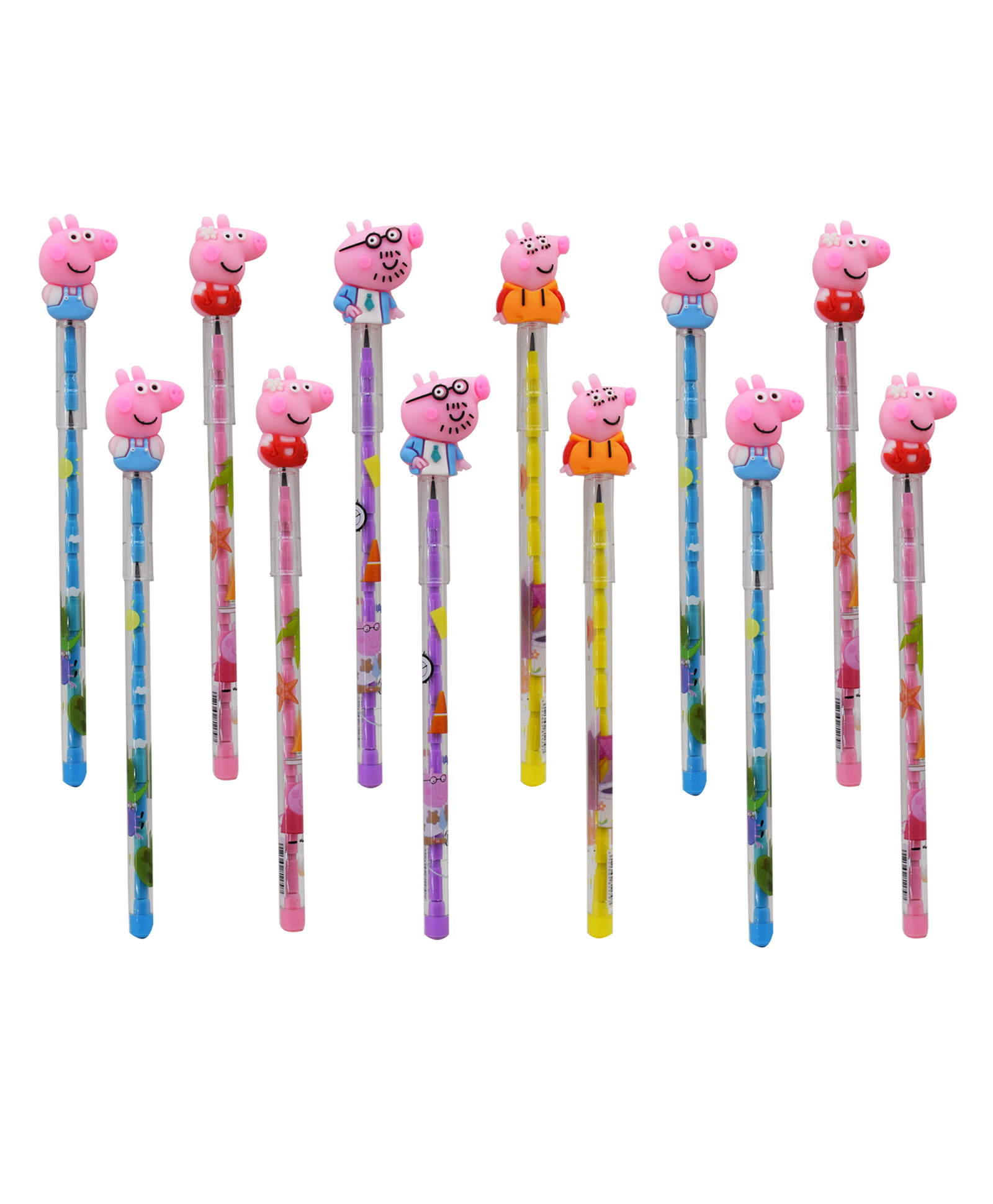 Asera Push Pencils Peppa Pig Family Theme Pack of 12 - Multicolor-image-34