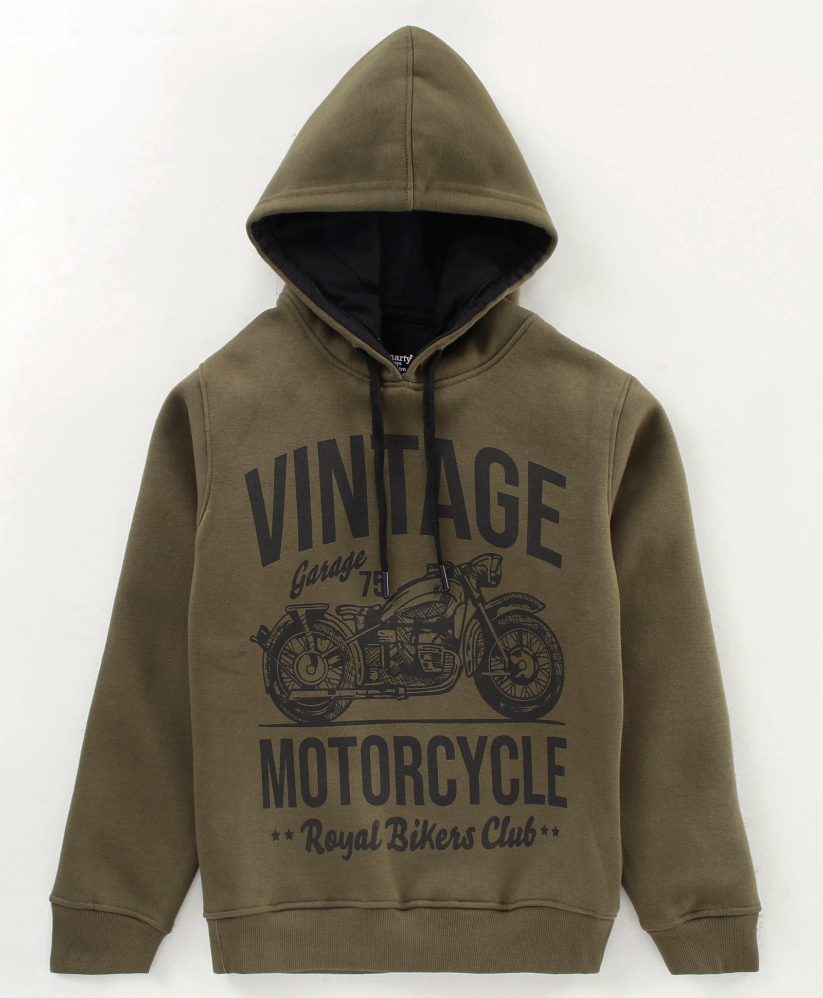 Smarty Boys Full Sleeves Hooded Sweatshirt Text Print - Green-image-1