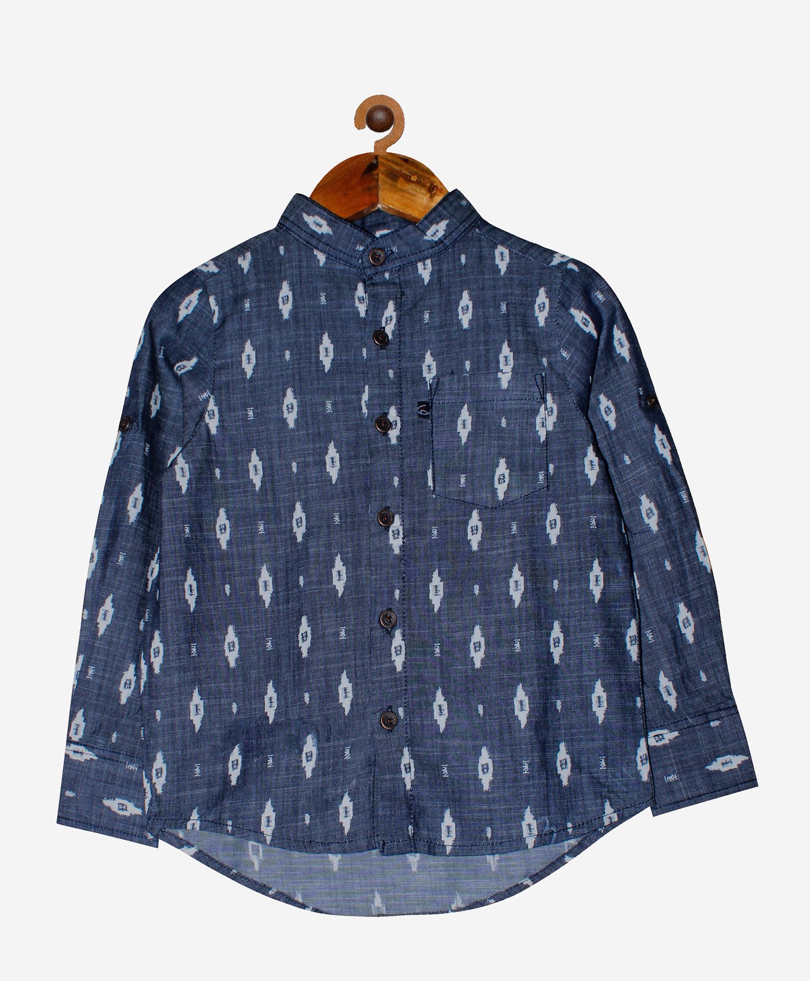 Kiddopanti Mandarin Collar Full Sleeves Shirt - Grey-picture-24