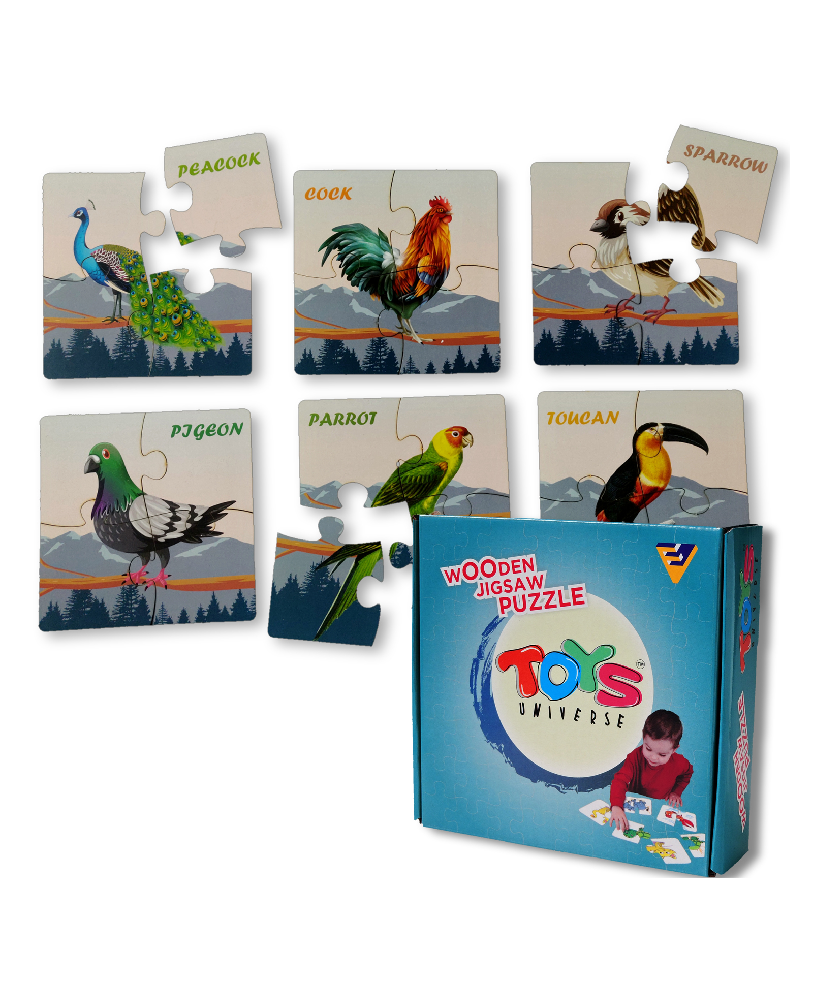 Toys Universe Wooden Bird Jigsaw Puzzle  - 24 Pieces-picture-23