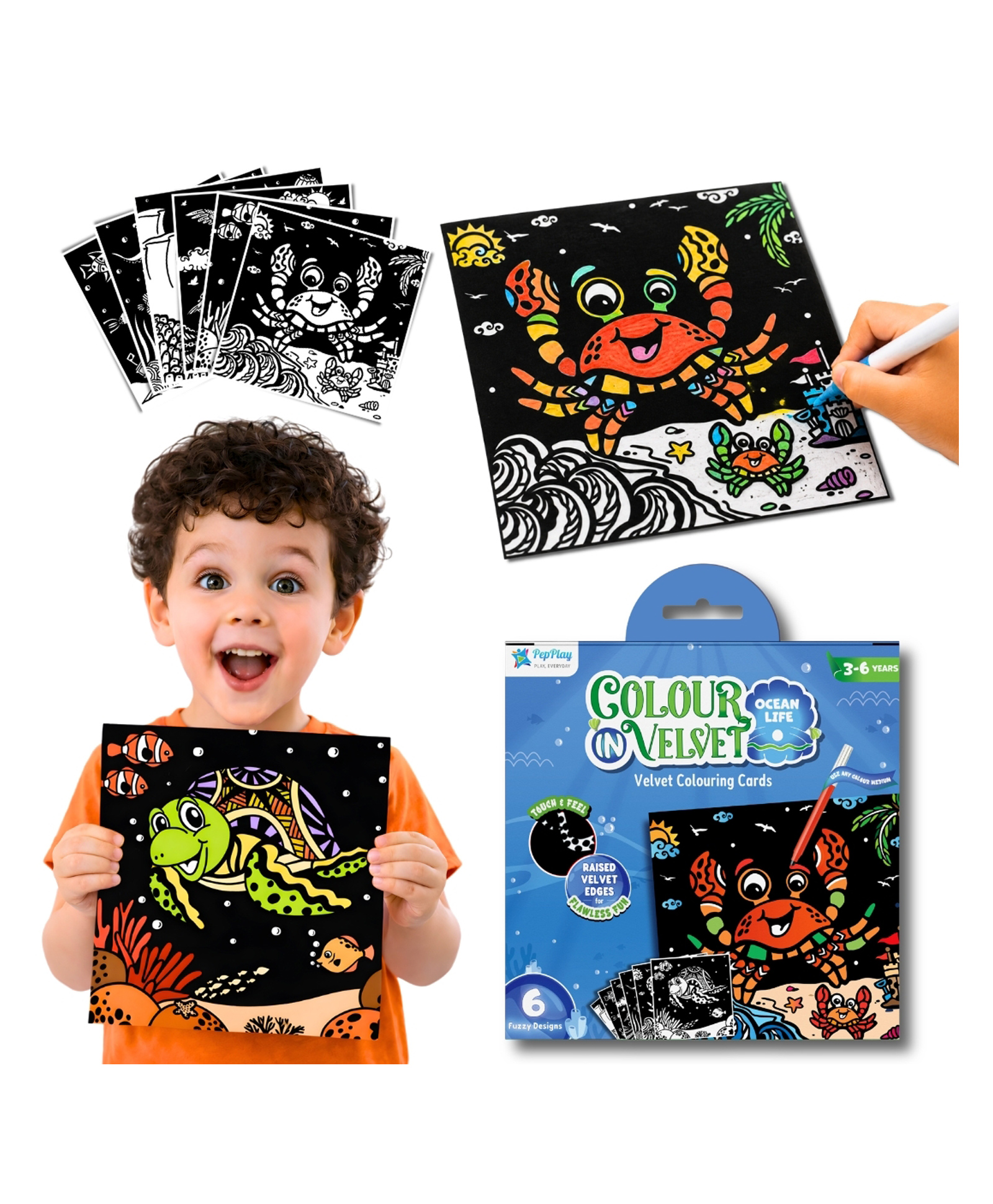 PepPlay Velvet Coloring Cards Ocean Theme - Multicolor-picture-14