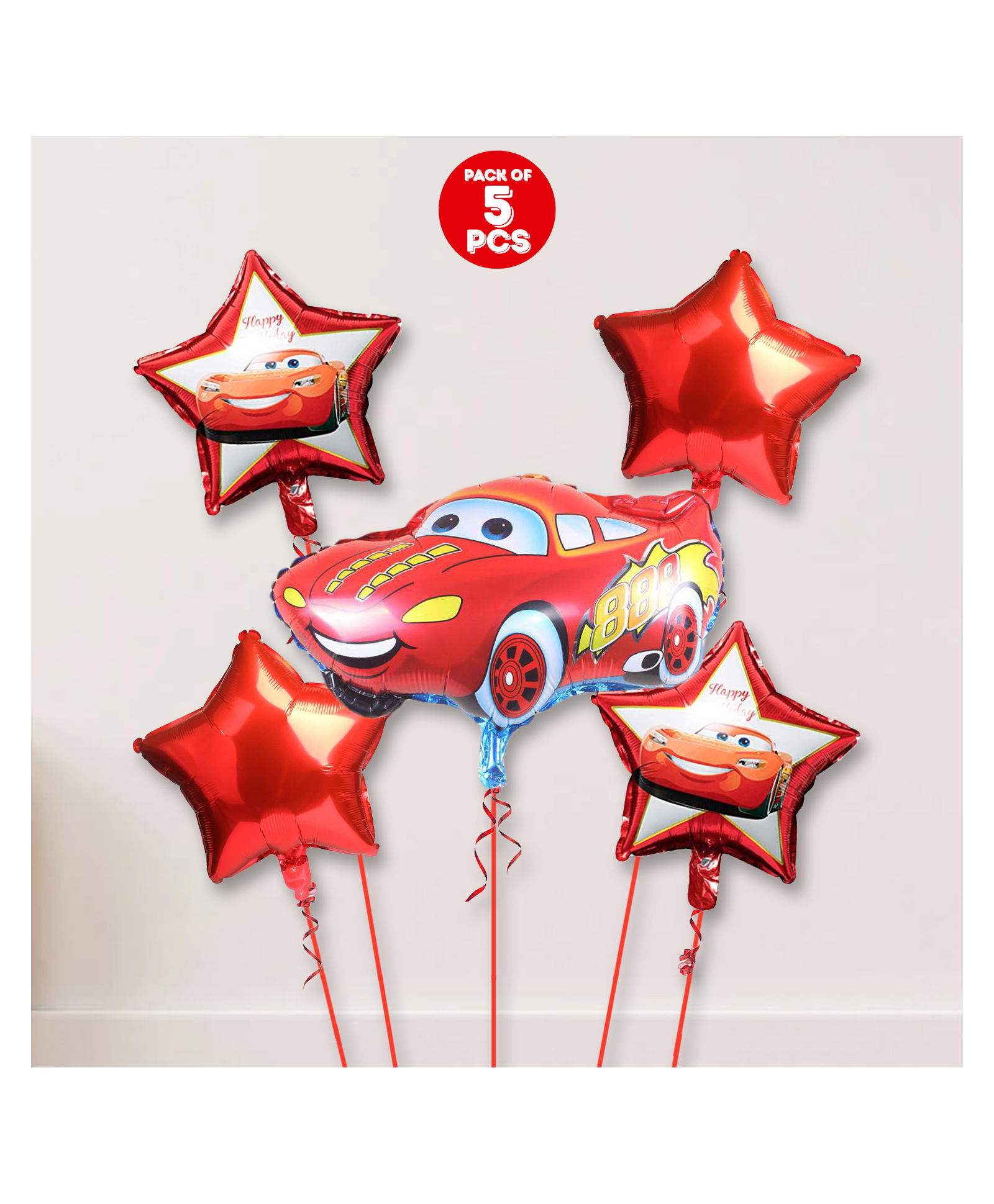 Zyozi Cars Themed Balloon Set Red - Pack of 5-picture-33