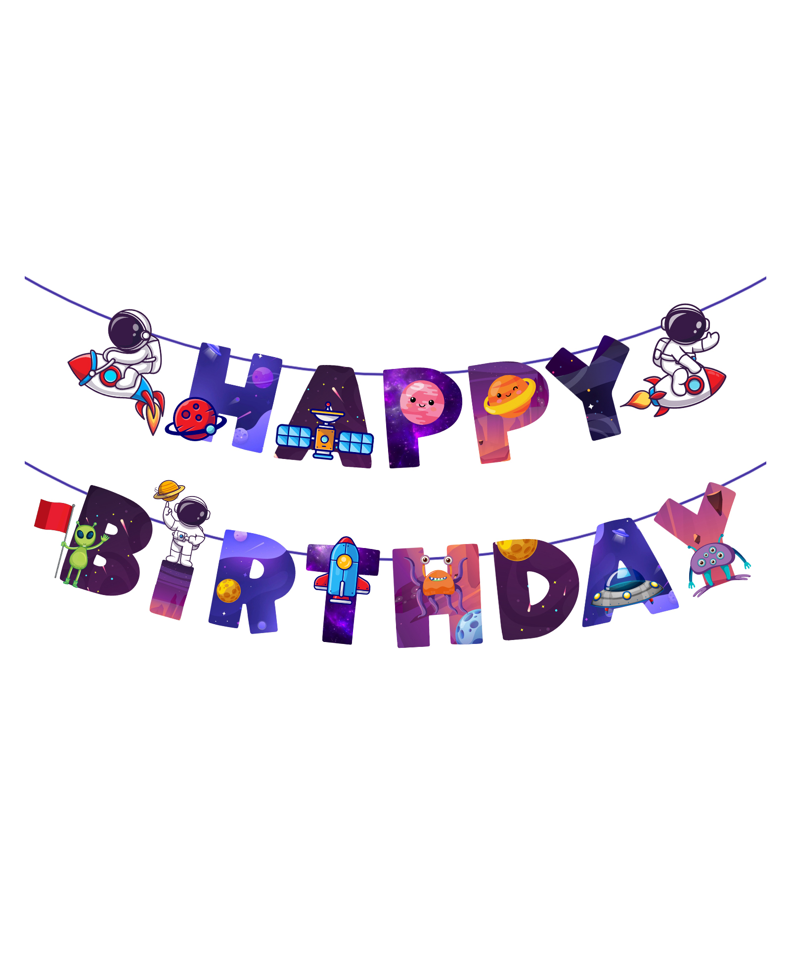 Zyozi Astronaut Space Theme Birthday Party Banner - Length 124.46 cm-image-48