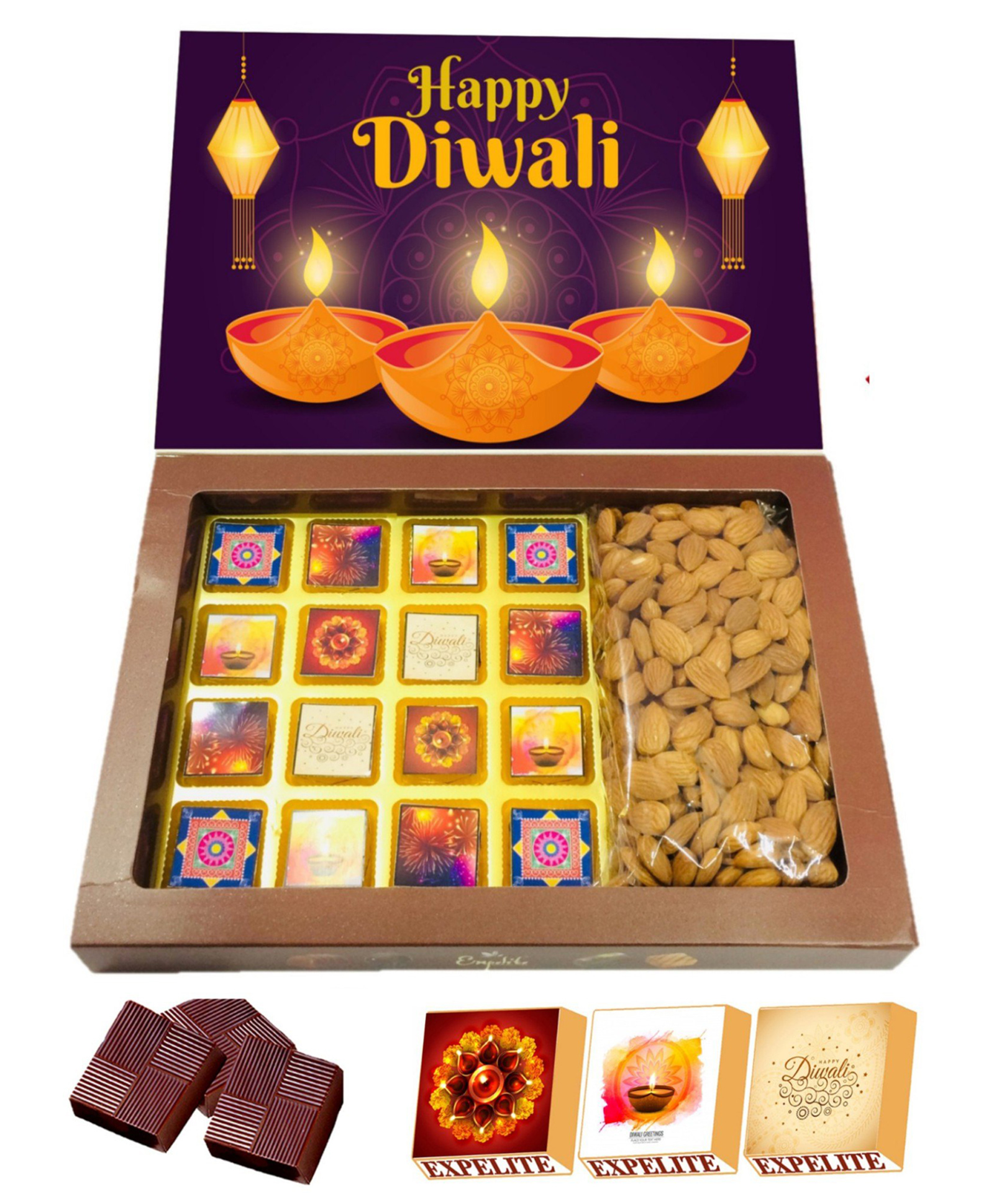 Expelite Diwali Chocolate And Almonds Gift Hamper - 450 gm-image-0