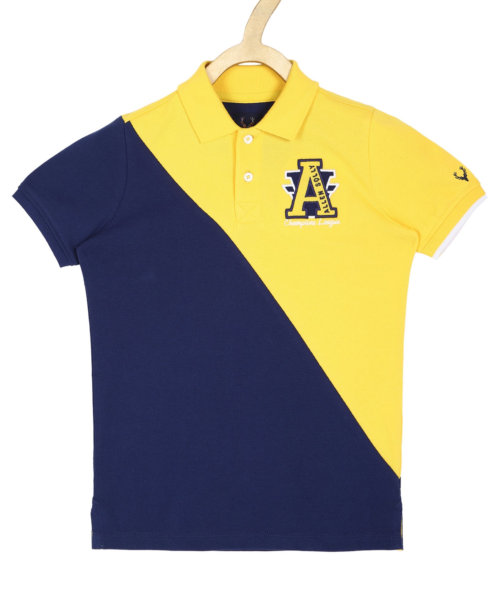 Buy Allen Solly Junior Half Sleeves T-Shirt Logo Embroidery - Yellow Navy  Blue for Boys (13-14 Years) Online in India, Shop at  - 9997079