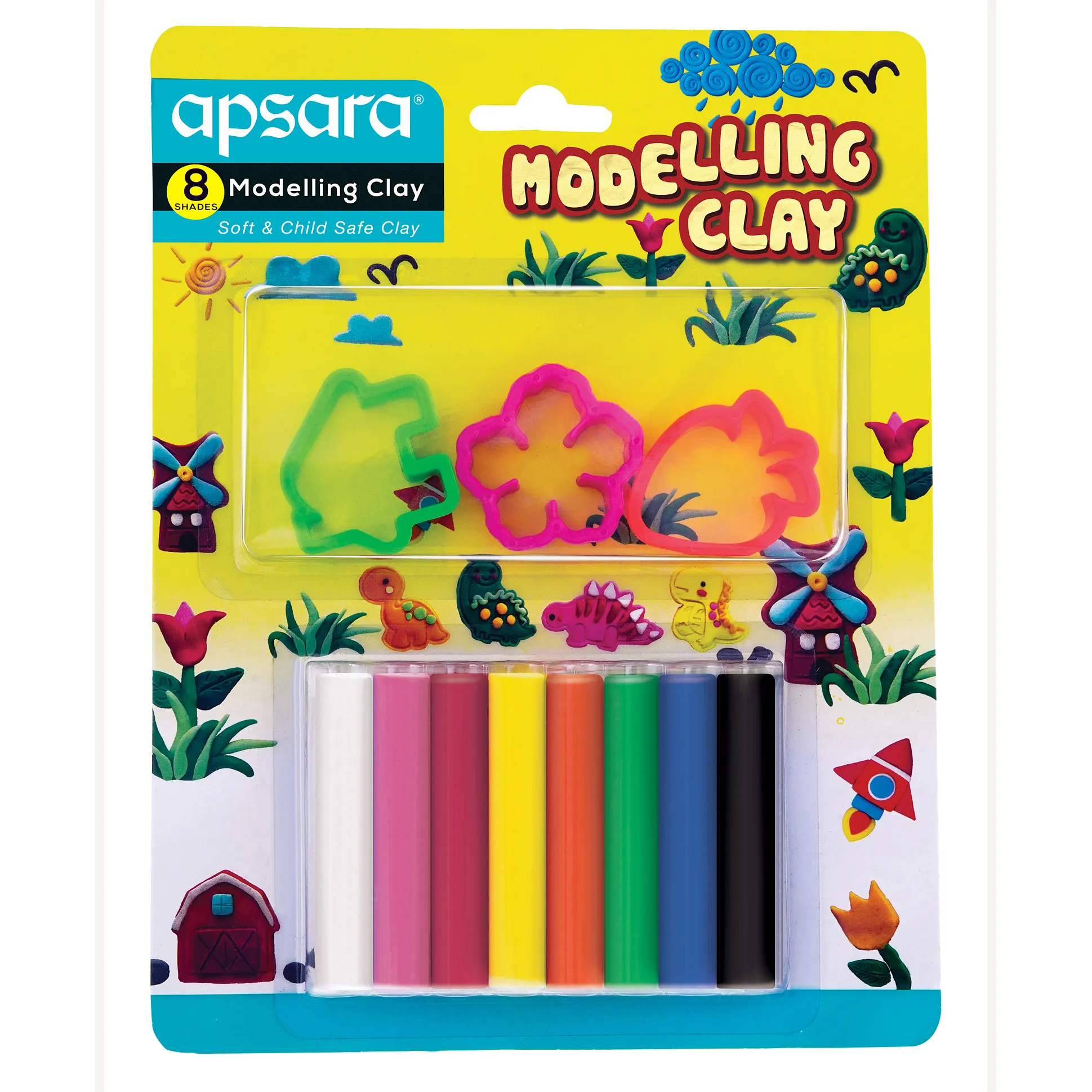 Apsara Non-Toxic Super Soft Modelling Clay Pack 8 Shades