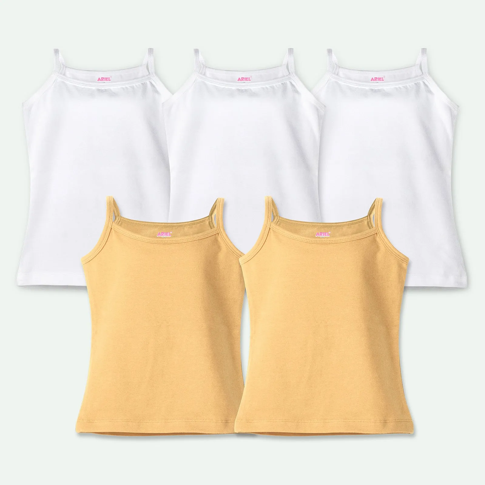トップス Ariel Buy Ariel Cotton Lycra Knit Pack Of 5 Sleeveless Solid Camisoles