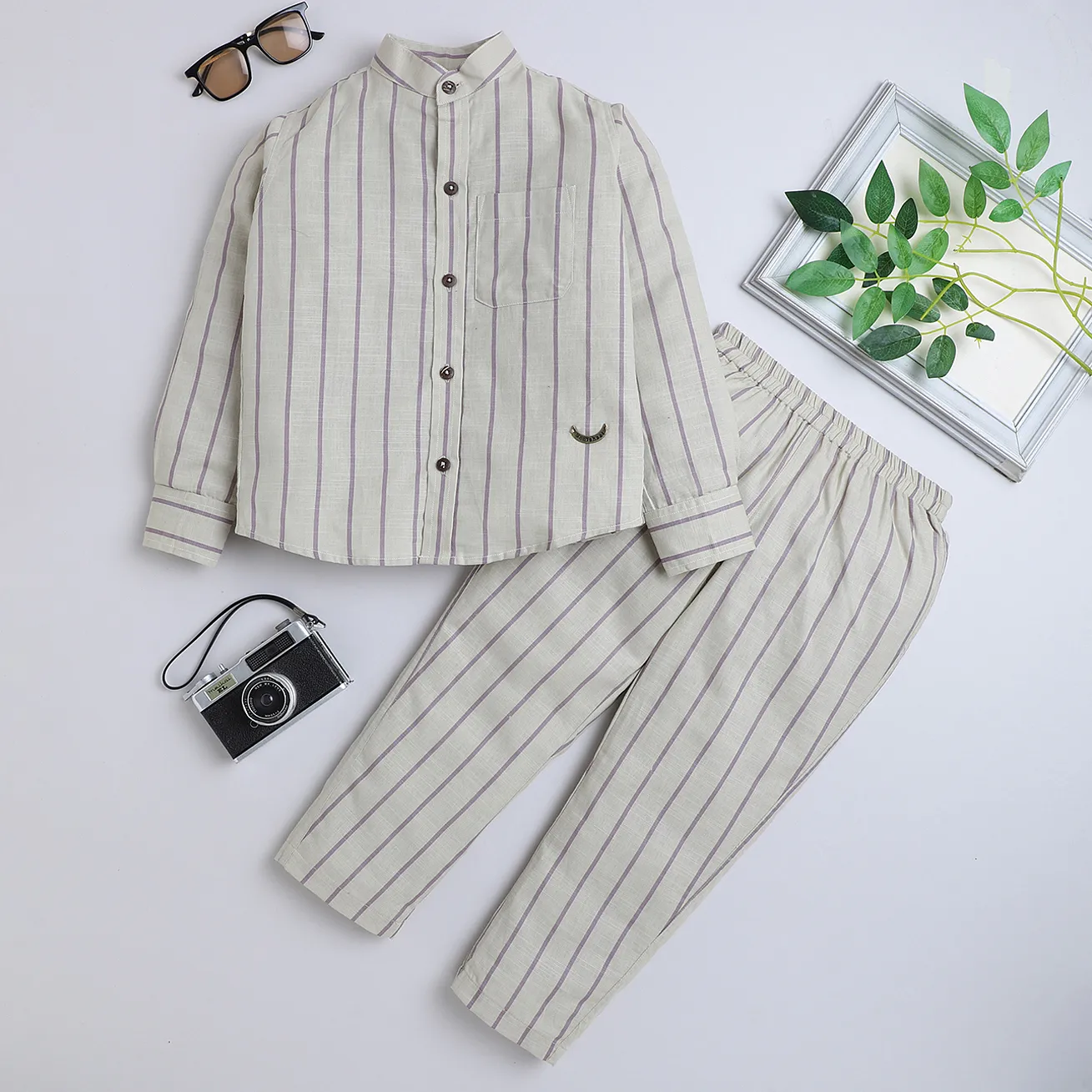 Buy BAATCHEET Cotton Woven Full Sleeves Striped Coordinating Shirt