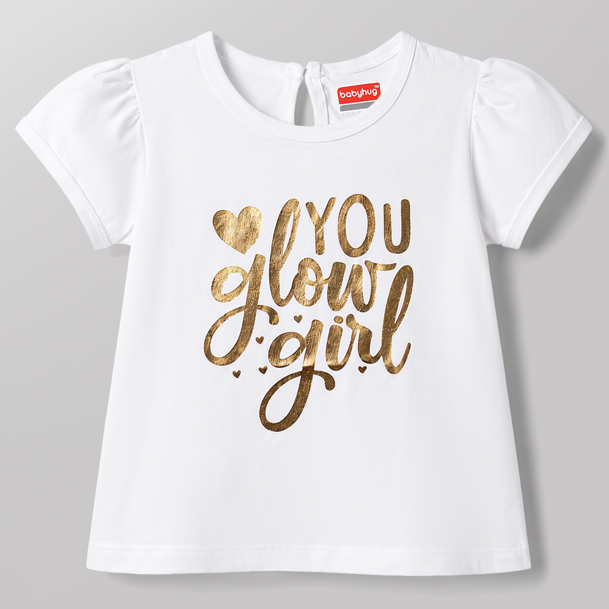Buy Babyhug Cotton Knit Half Sleeves T-Shirt With Text Foil Print 