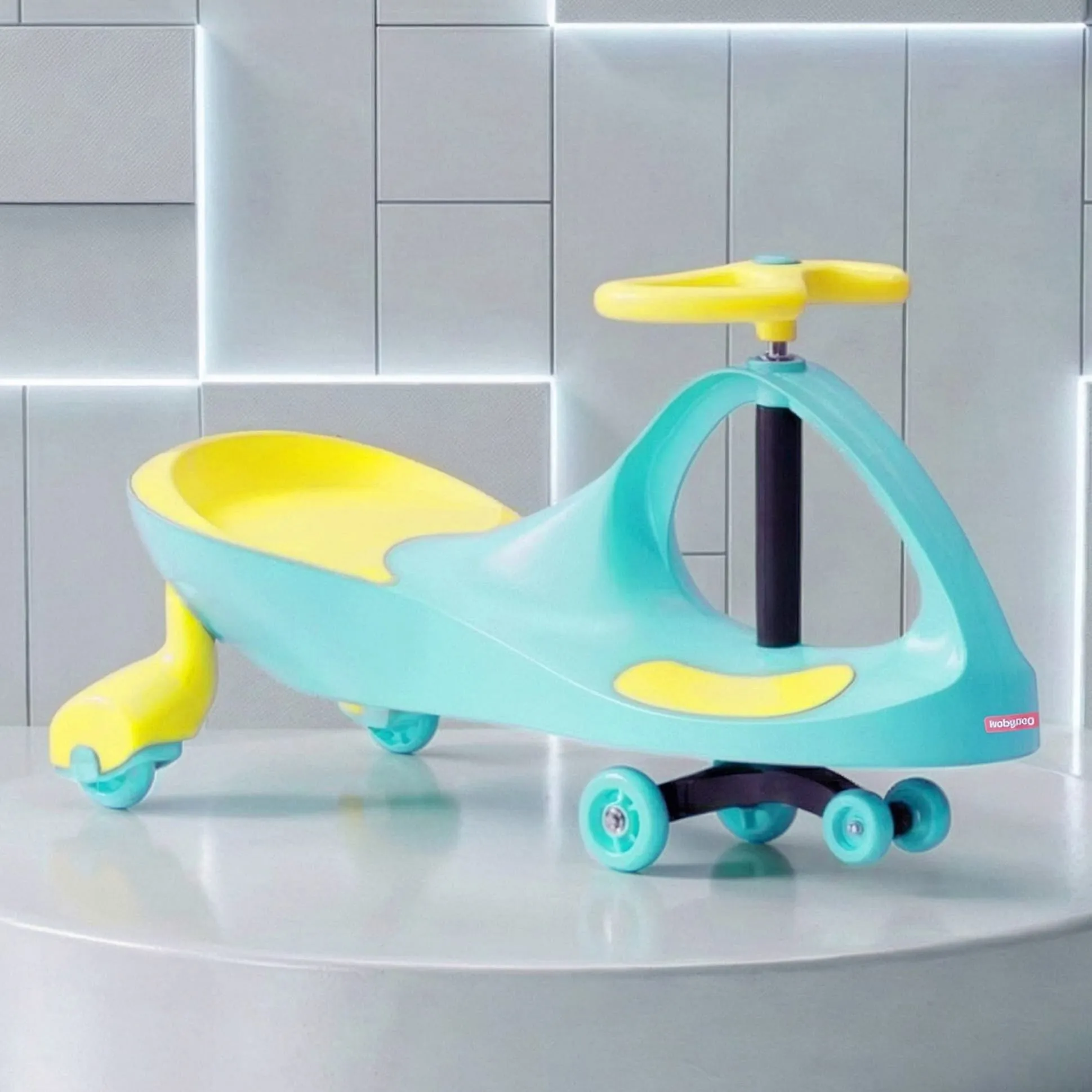 Babyhug Kids Twister Swing Car - Sea Green & Yellow