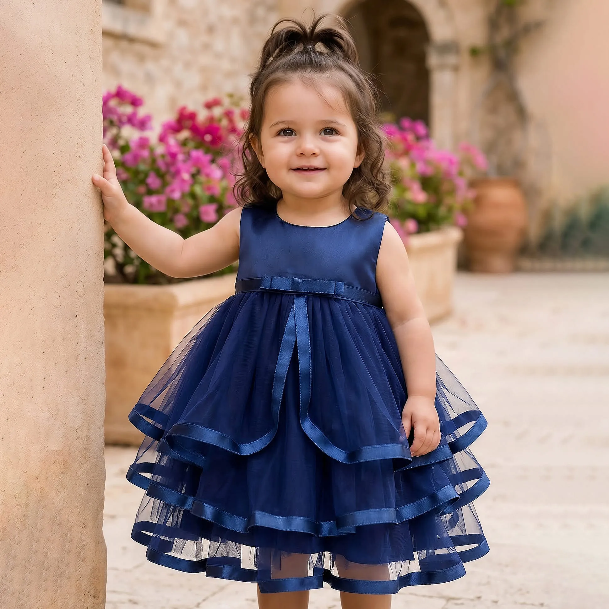 Birthday Dress Newborn Navy Blue Dress Party Dresses And Gowns, Navy Blue, New Born Party Wear