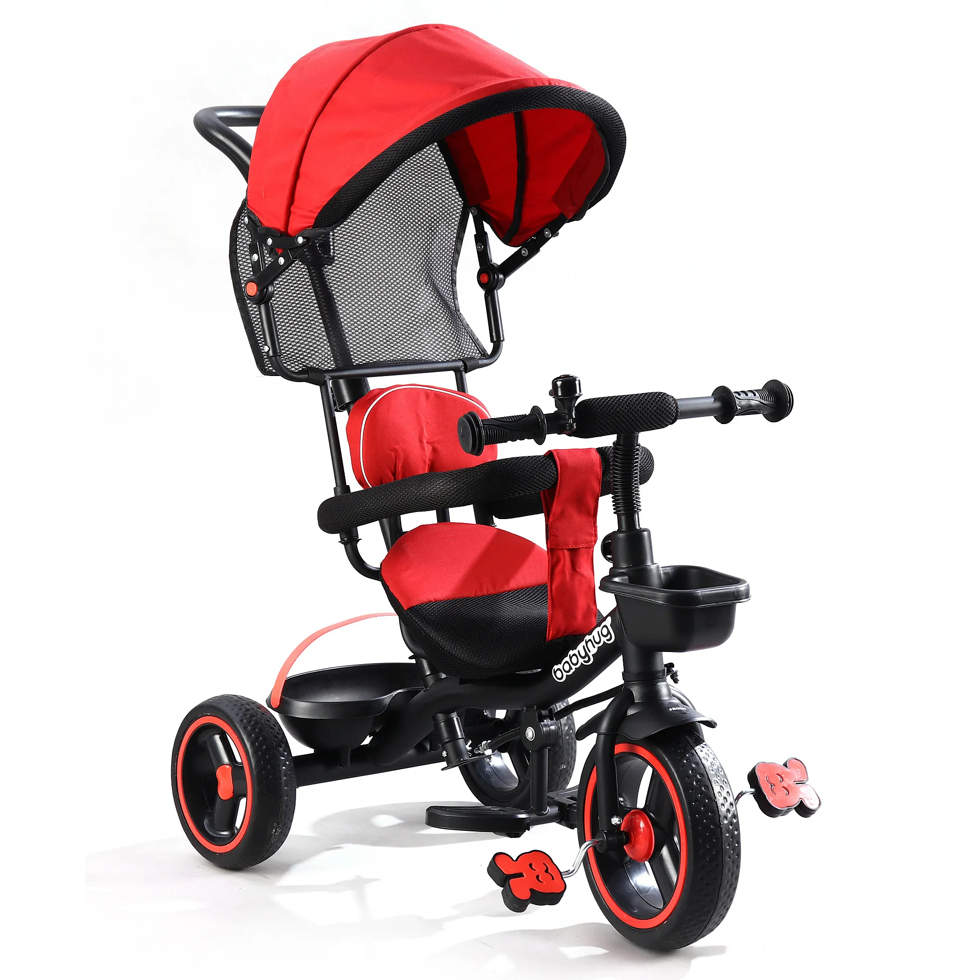 Babyhug plug-and-play stallion tricycle with parent push handle and canopy