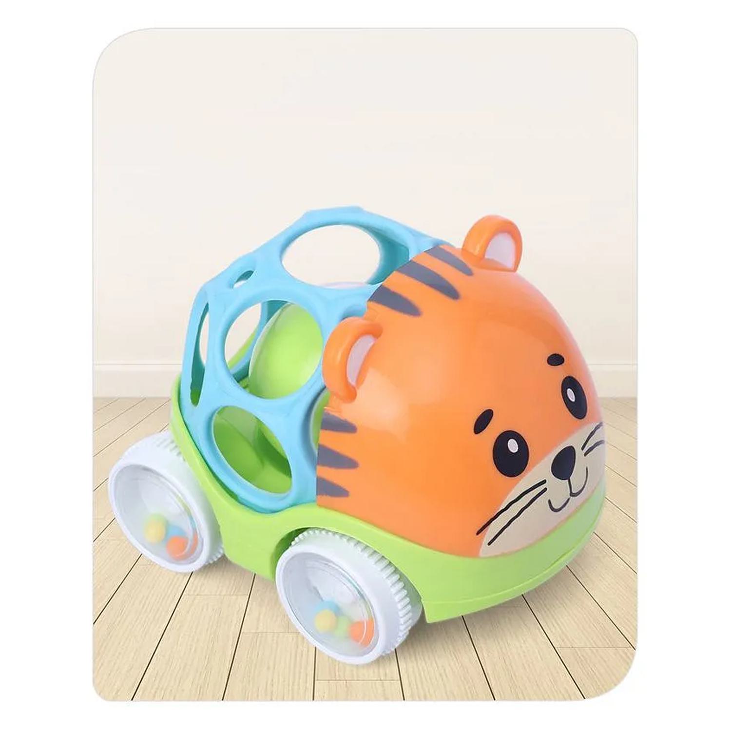 Babyhug Tiger Free Wheel Car Orange Rattle Toy - Image 1