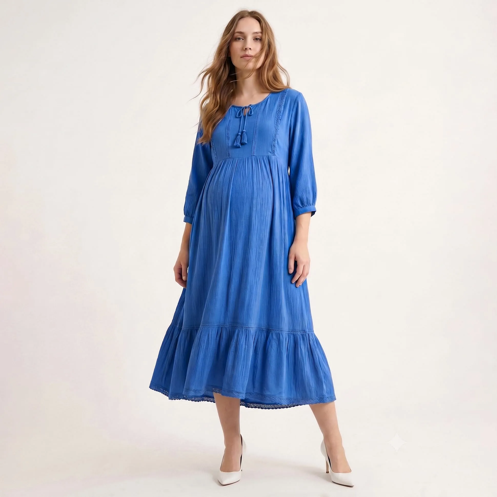 blue and white plus dress Baltic Born Womens Graceland Maxi | + Floral Size:36 Regular luxury wedding gown Dubai Blue/White Floral Maxi W/ Back zipper