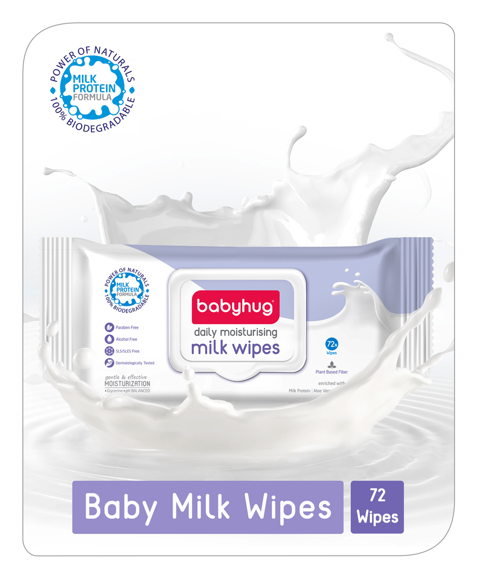 Buy Babyhug Daily Rich Moisturising Milk Wipes - 72 Pieces (Pack Of 4 ...