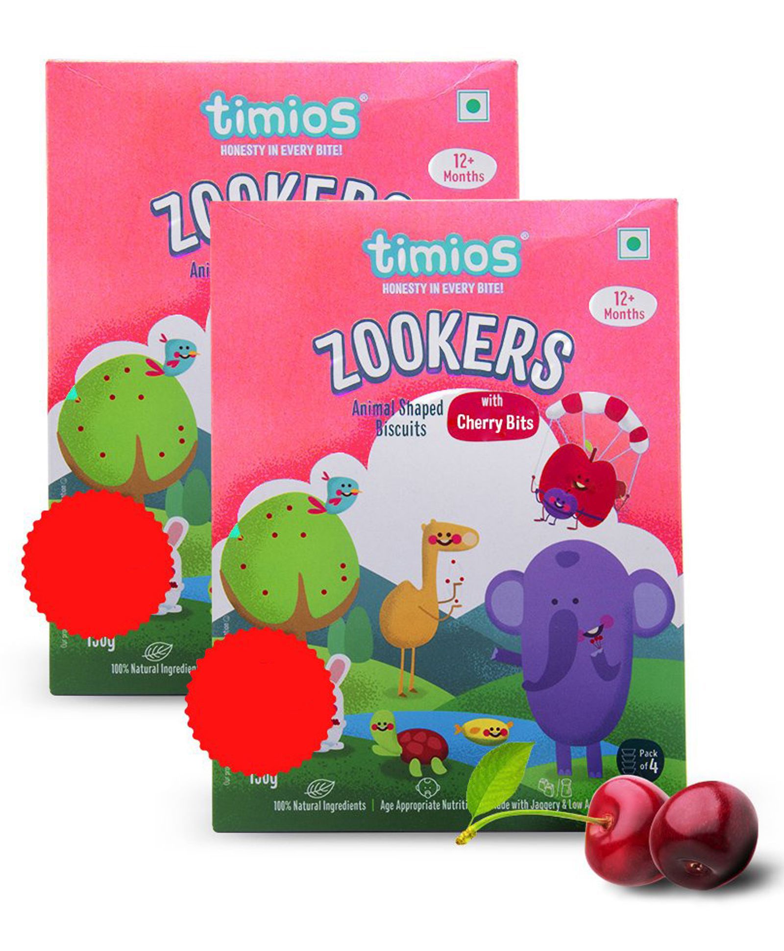Timios Zookers Cherry Biscuits 150 gm - Pack of 2