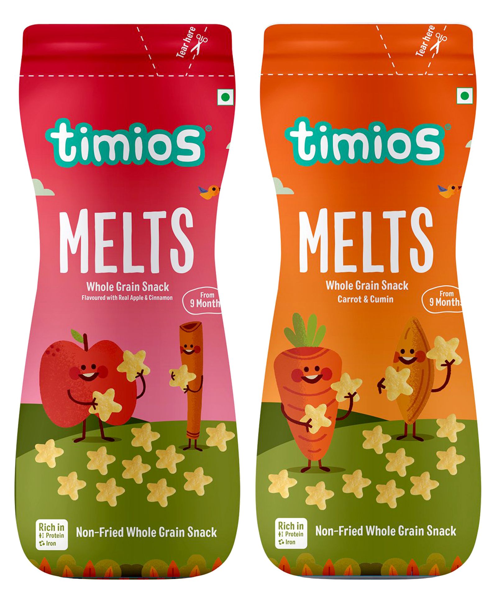 Timios Apple & Cinnamon Flavored Melts  - 50 gm & Timios Carrot And Cumin Flavored Melts  - 50 gm image 1