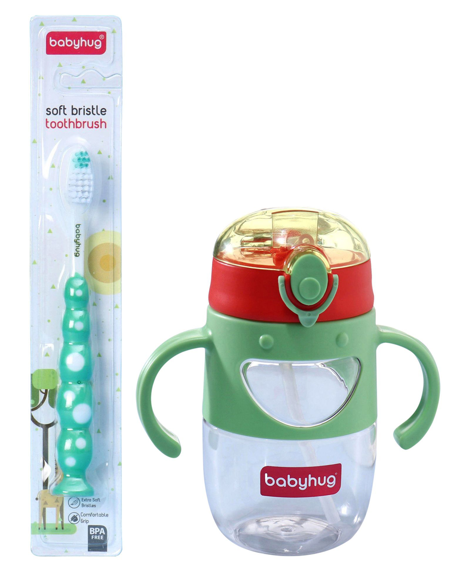 Babyhug Soft Bristles and straw Sipper With twin Handle image 1