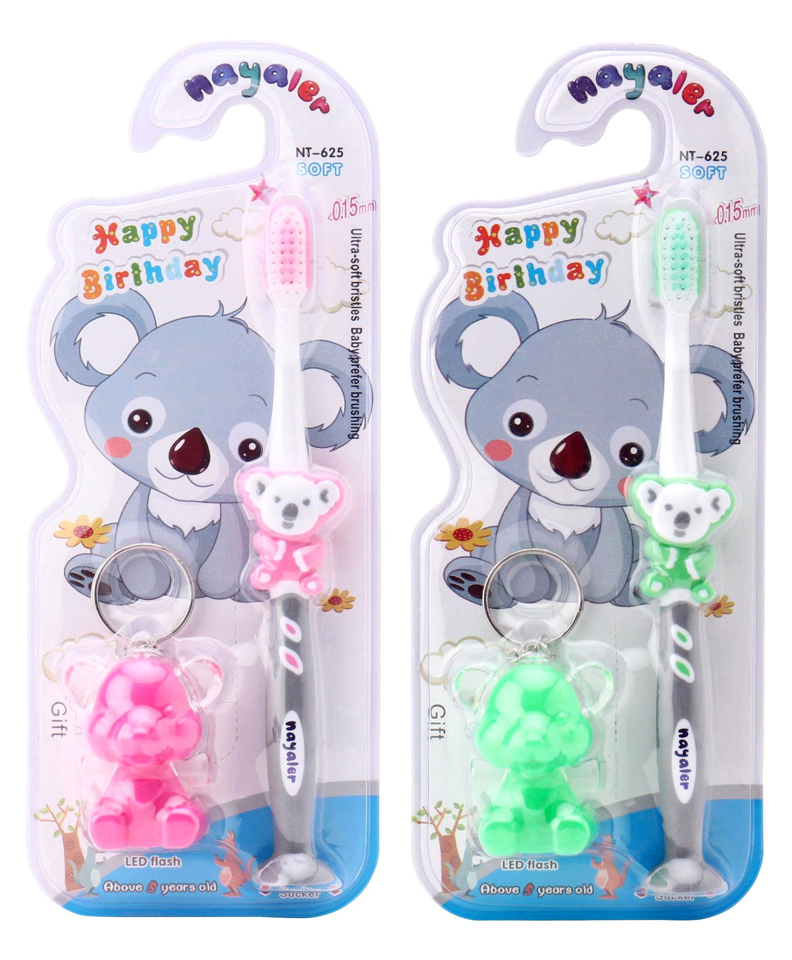 fab n funky Koala Shaped Ultra Soft Bristle Toothbrush With Key Ring - Pack of 2-picture-17