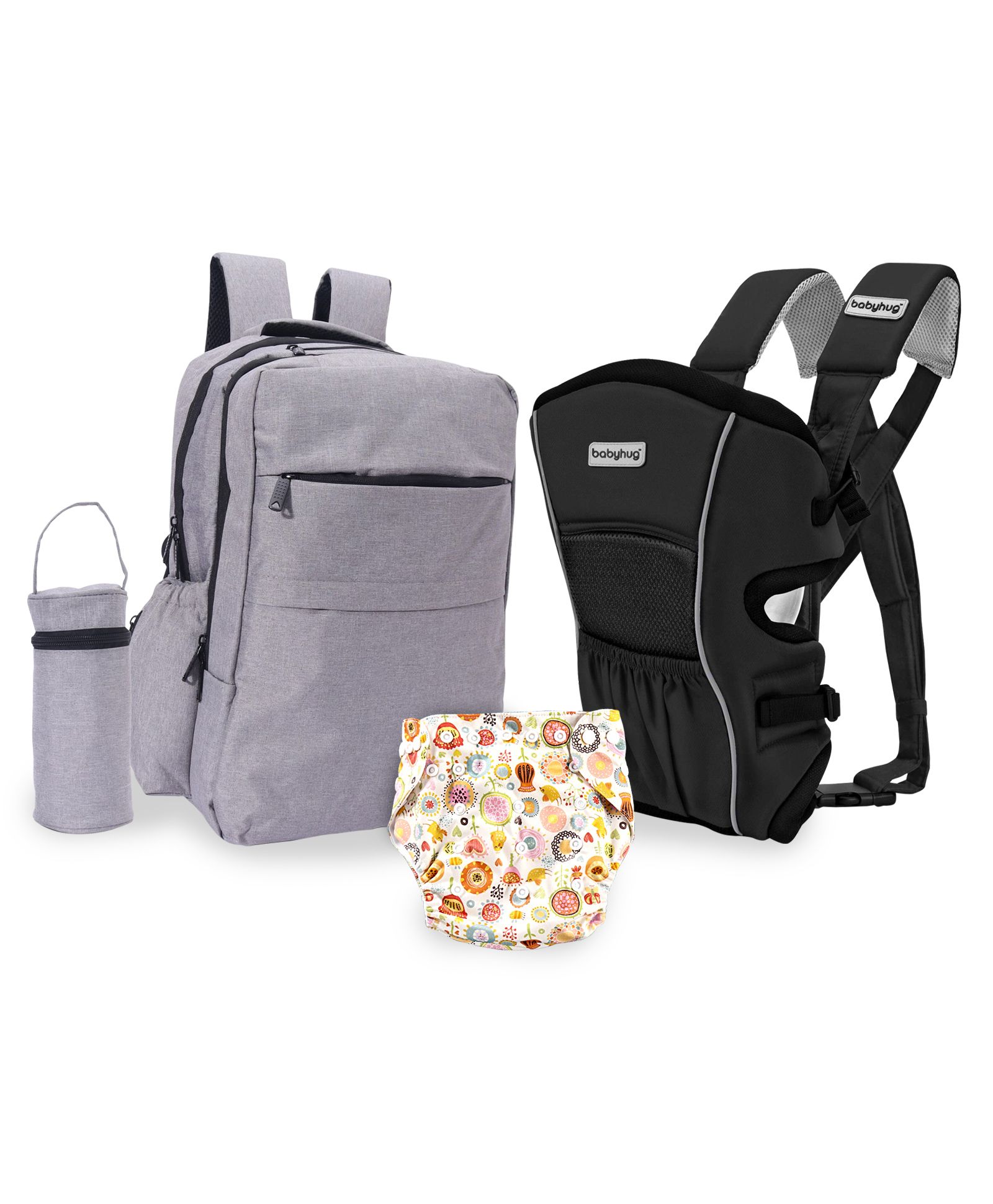 Buy Babyhug Embrace 2 Way Baby Carrier & Diaper backpack with bottle