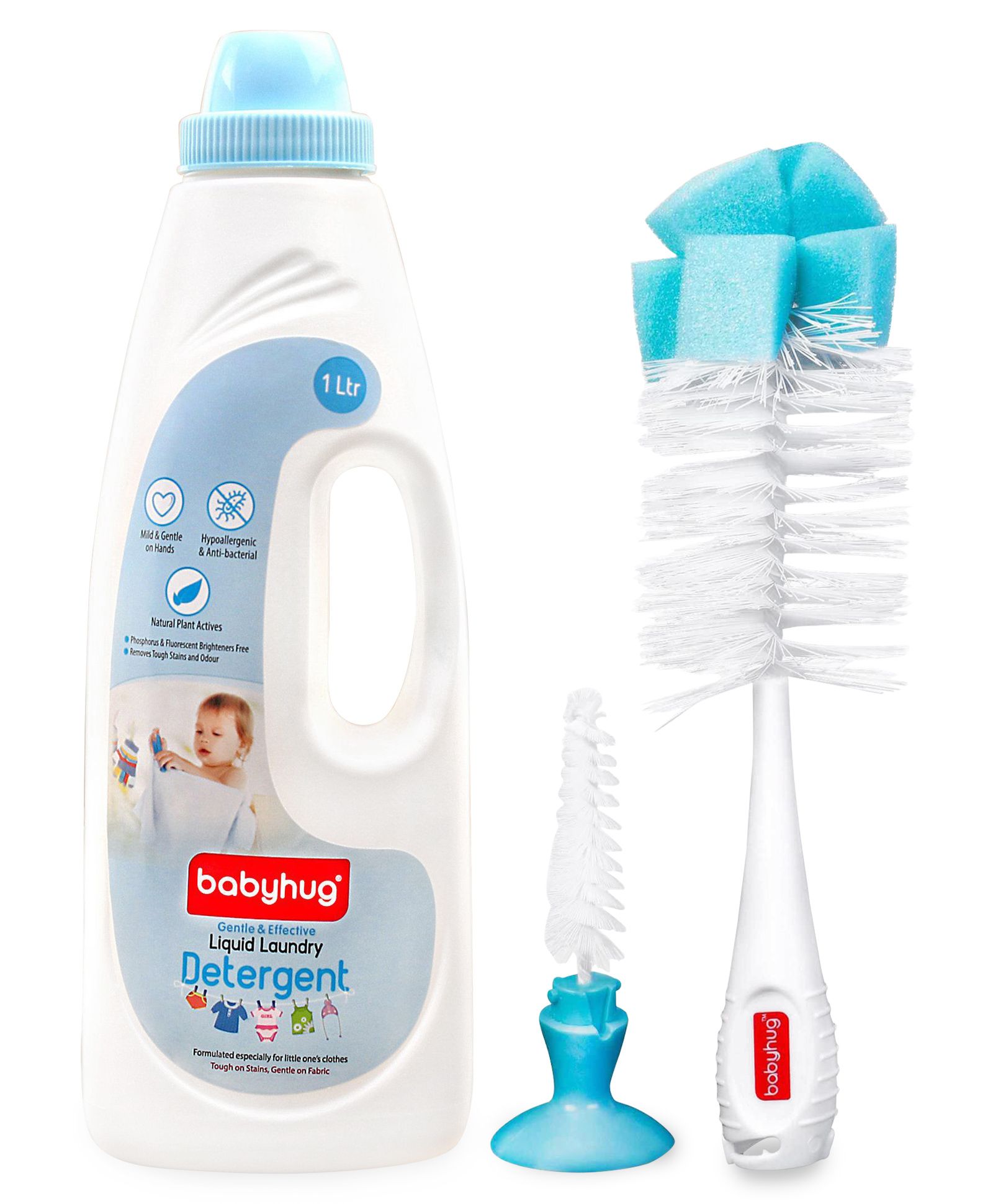 Babyhug Bottle & Nipple Cleaning Brush with Babyhug Liquid Laundry Detergent -1000 ml-picture-27
