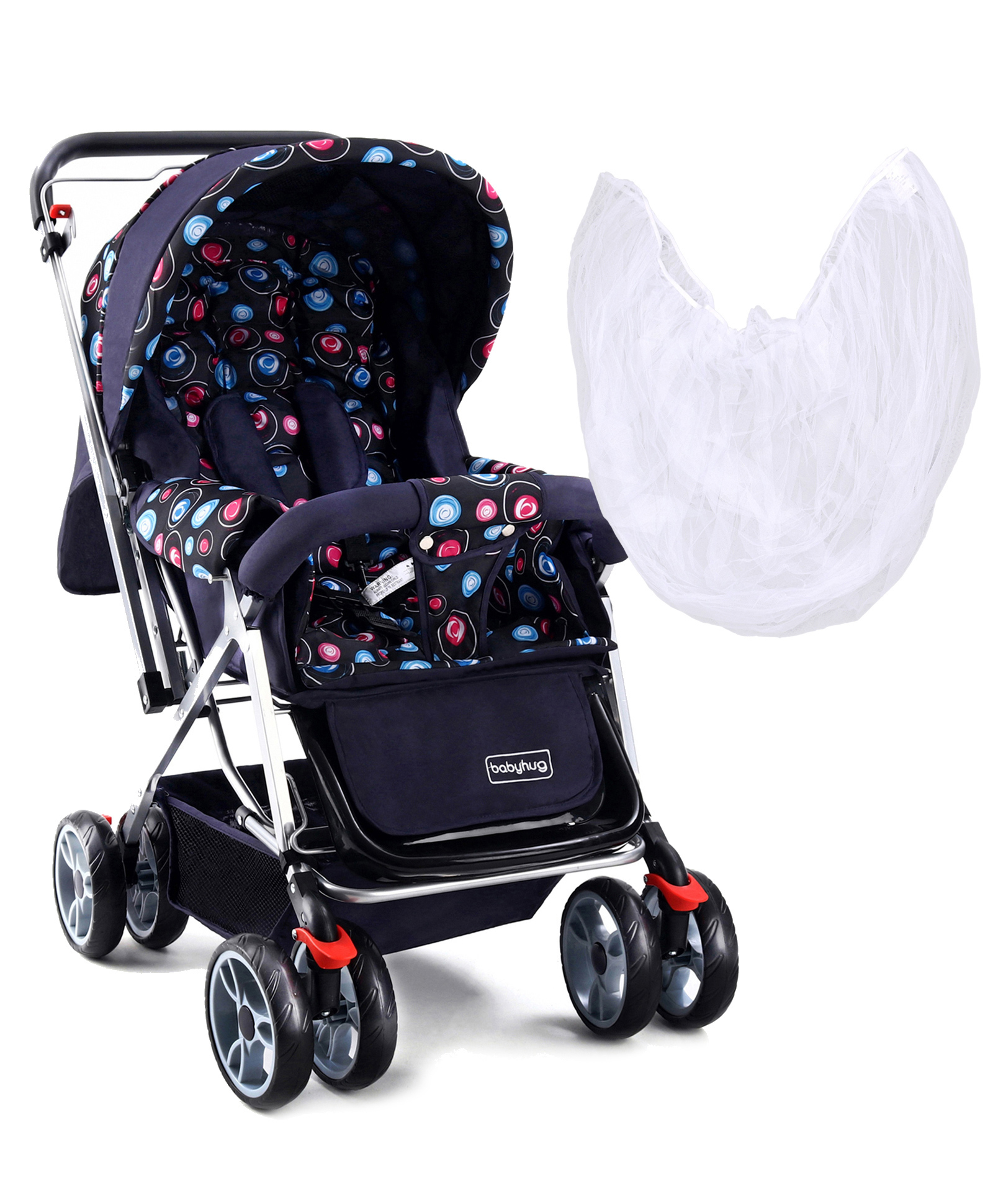 Babyhug Comfy Ride Stroller With Reversible Handle - Dark Navy Blue-picture-17