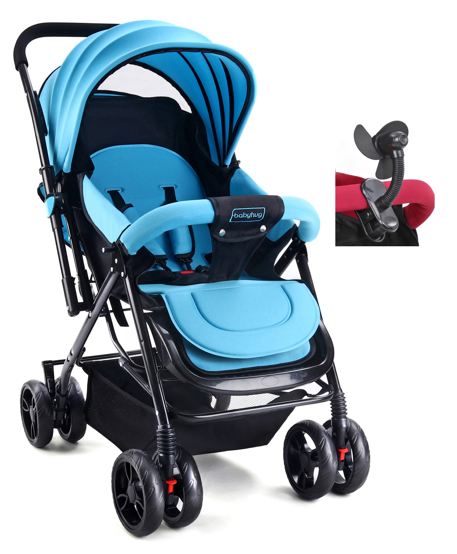 Babyhug Symphony Stroller With Reverisble Handle & Mosquito Net - Blue image 1