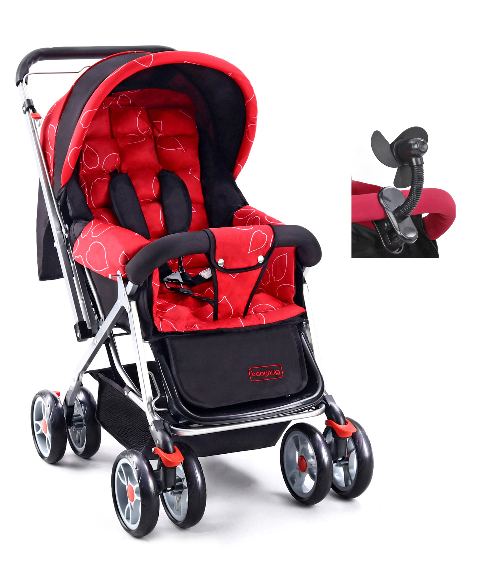 Babyhug Comfy Ride Stroller With Reversible Handle - Red image 1