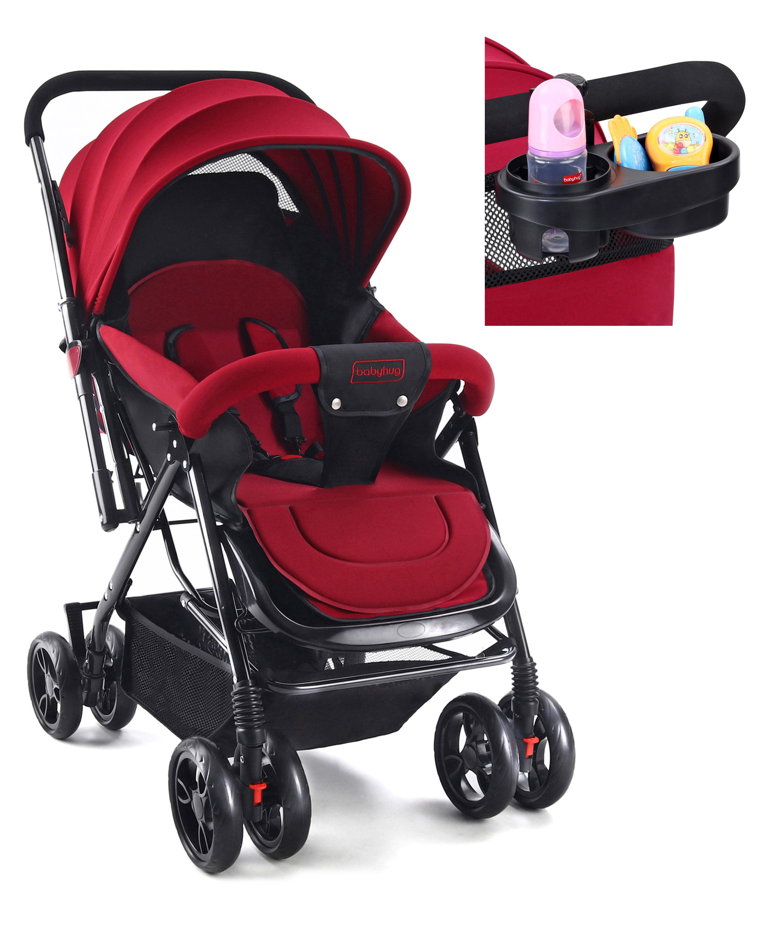 Babyhug Symphony Stroller With Reverisble Handle & Mosquito Net - Mauve image 1