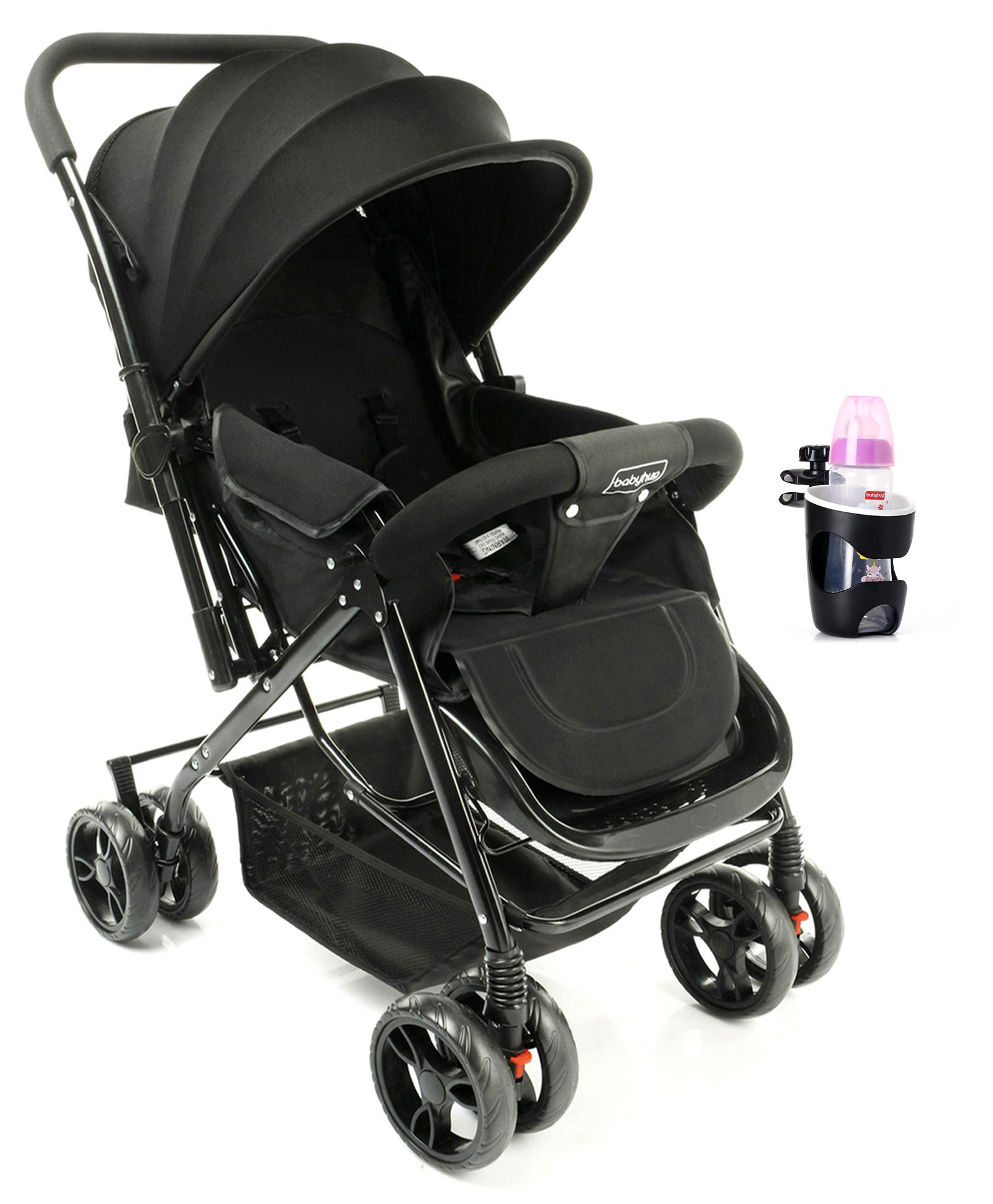 Babyhug Symphony Stroller With Reverisble Handle & Mosquito Net - Black image 1