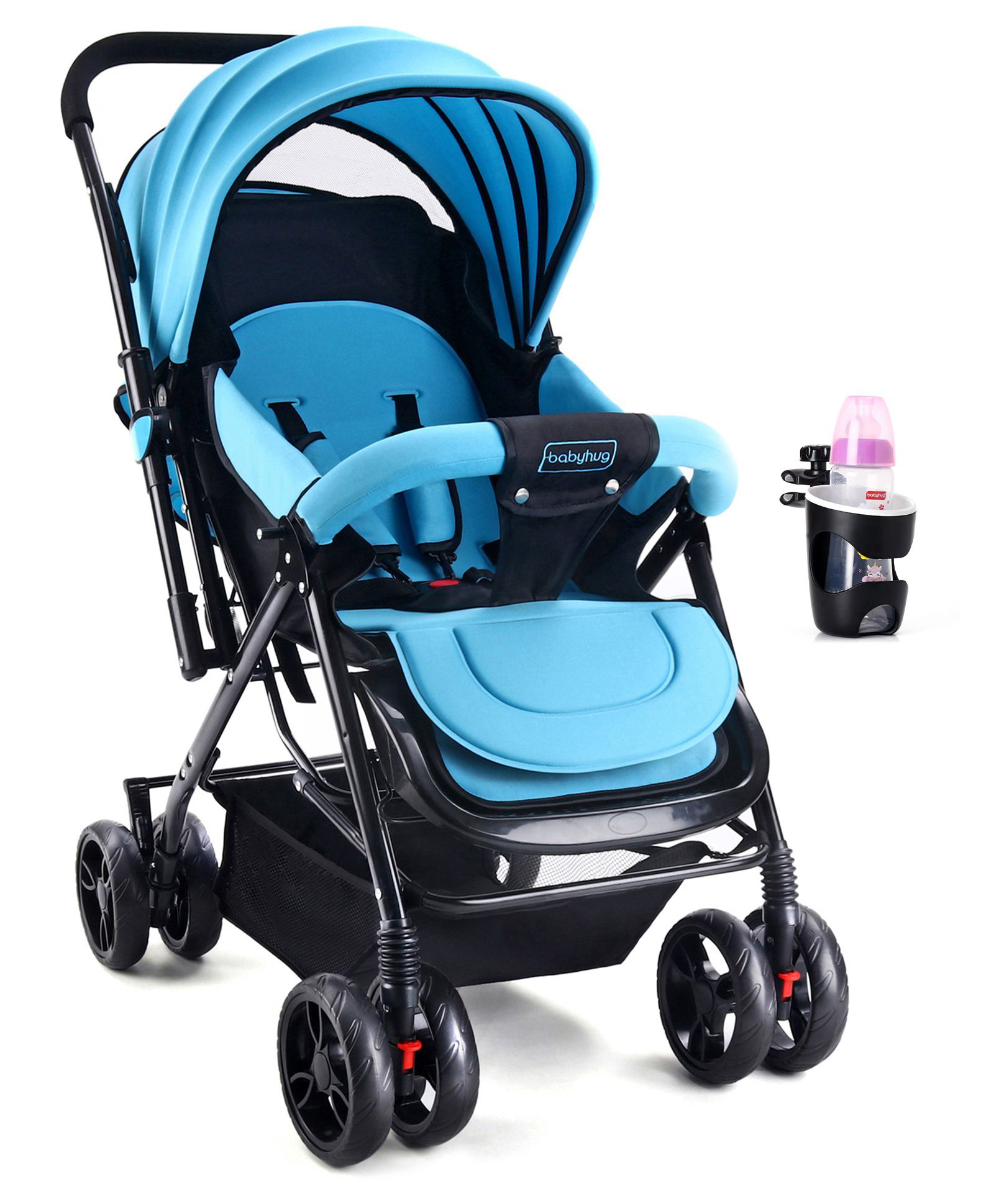 Babyhug Symphony Stroller With Reverisble Handle & Mosquito Net - Blue image 1