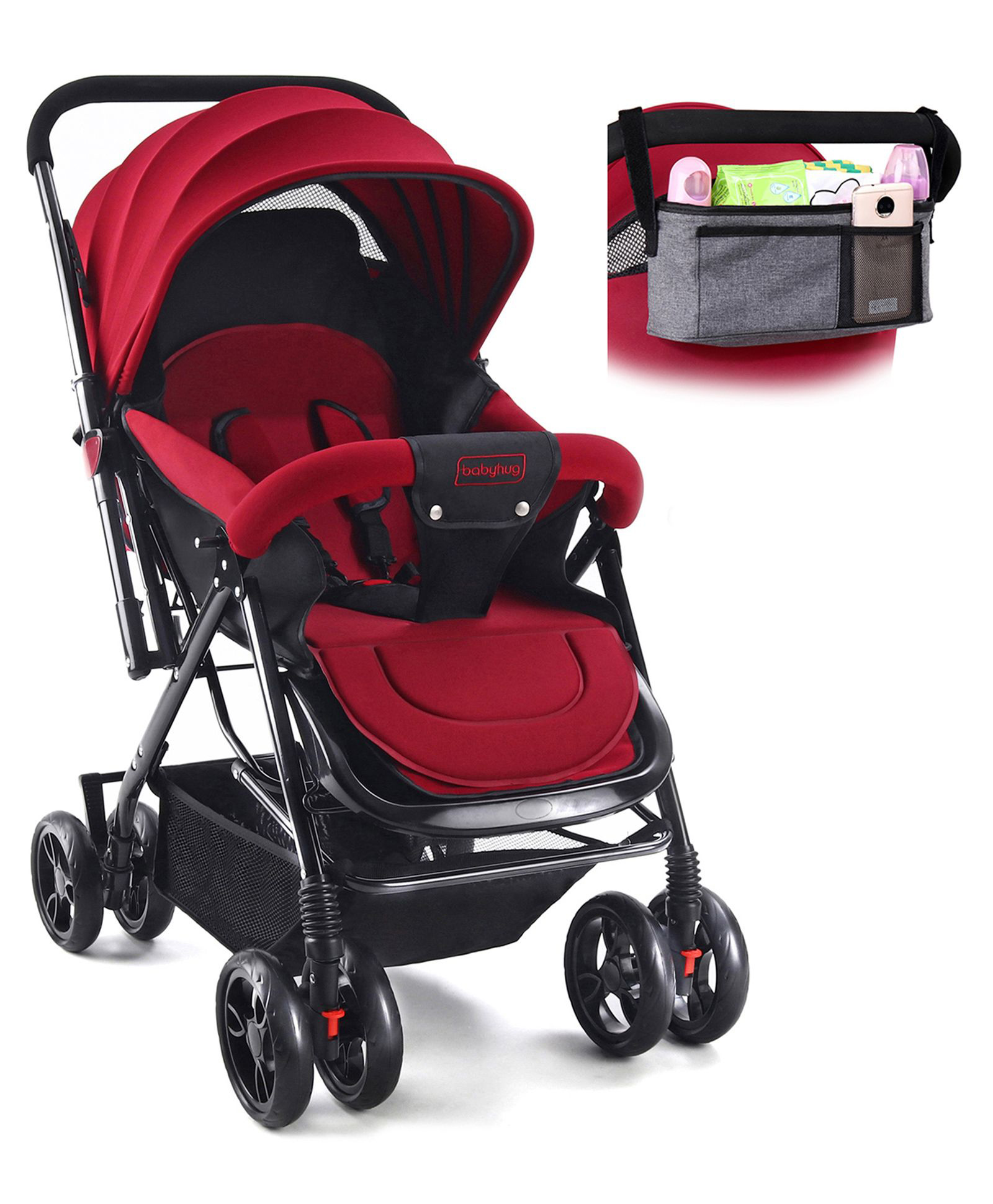 Babyhug Symphony Stroller With Reverisble Handle & Mosquito Net - Mauve image 1
