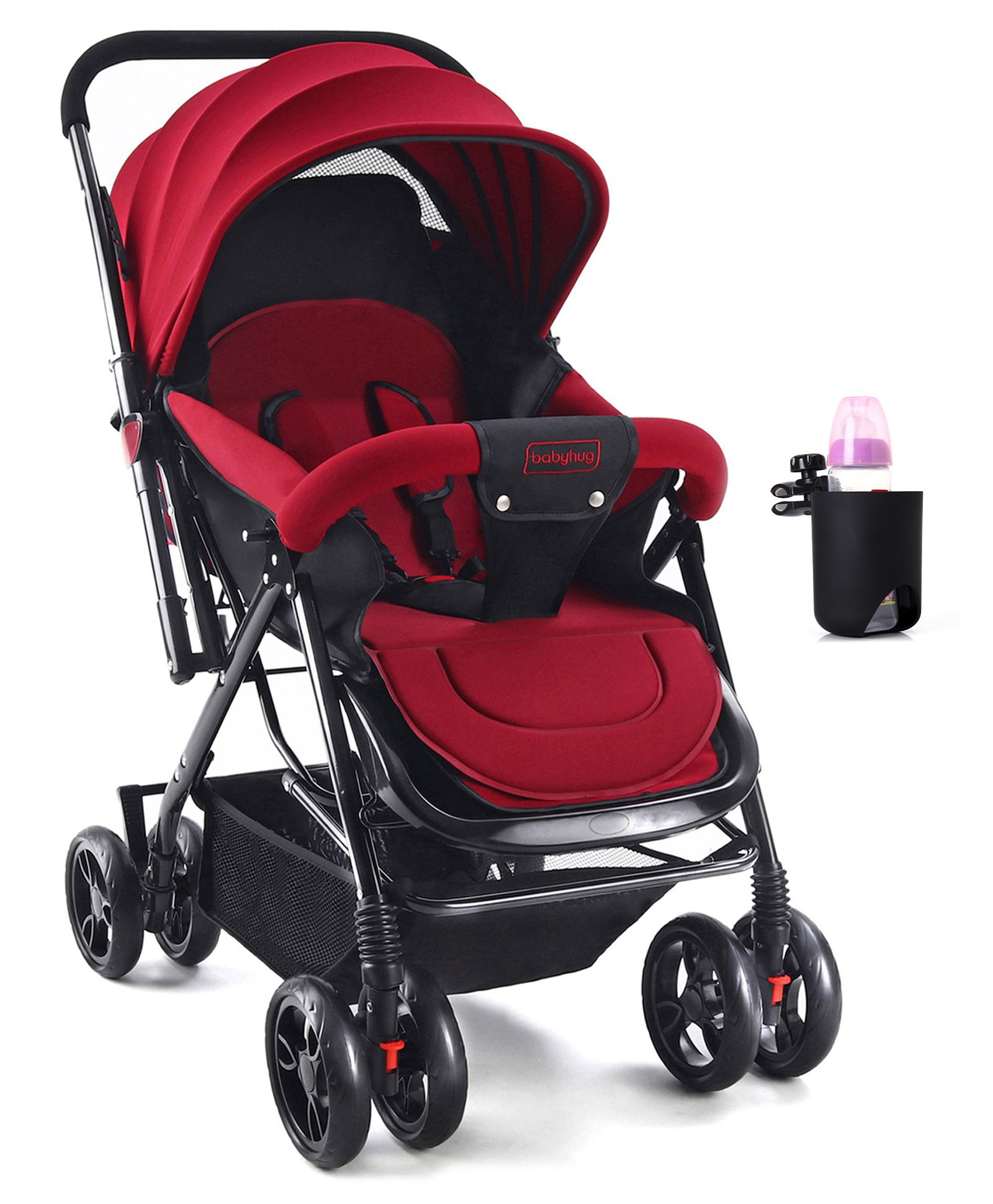 Babyhug Symphony Stroller With Reverisble Handle & Mosquito Net - Mauve image 1