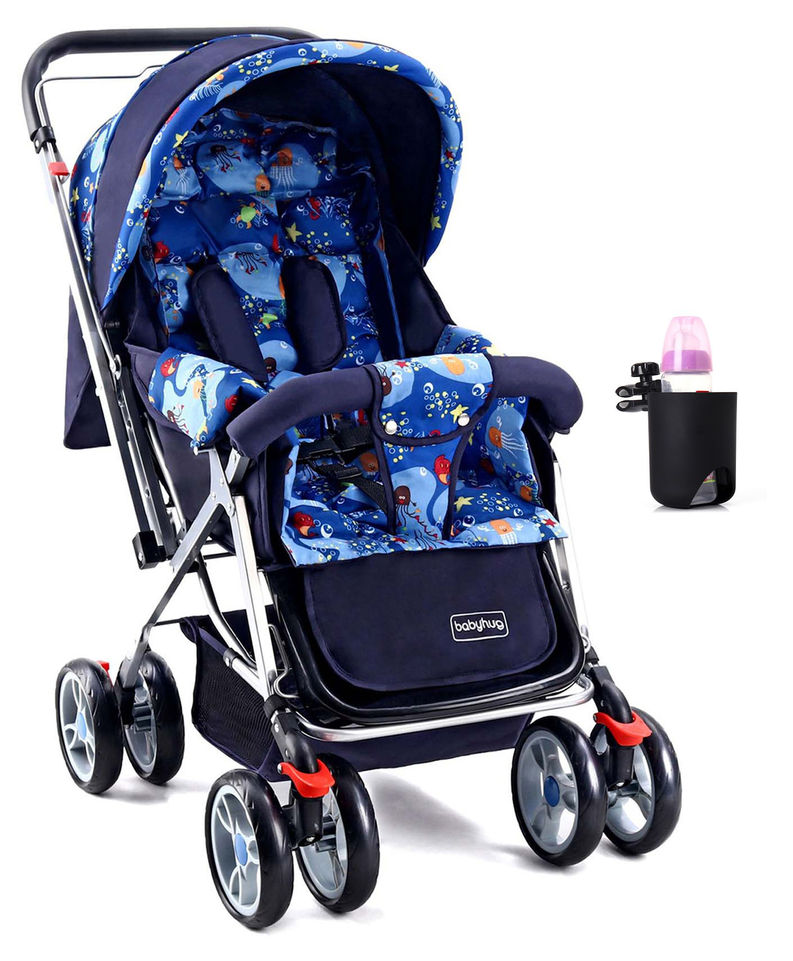 Babyhug Comfy Ride Stroller With Reversible Handle - Blue image 1