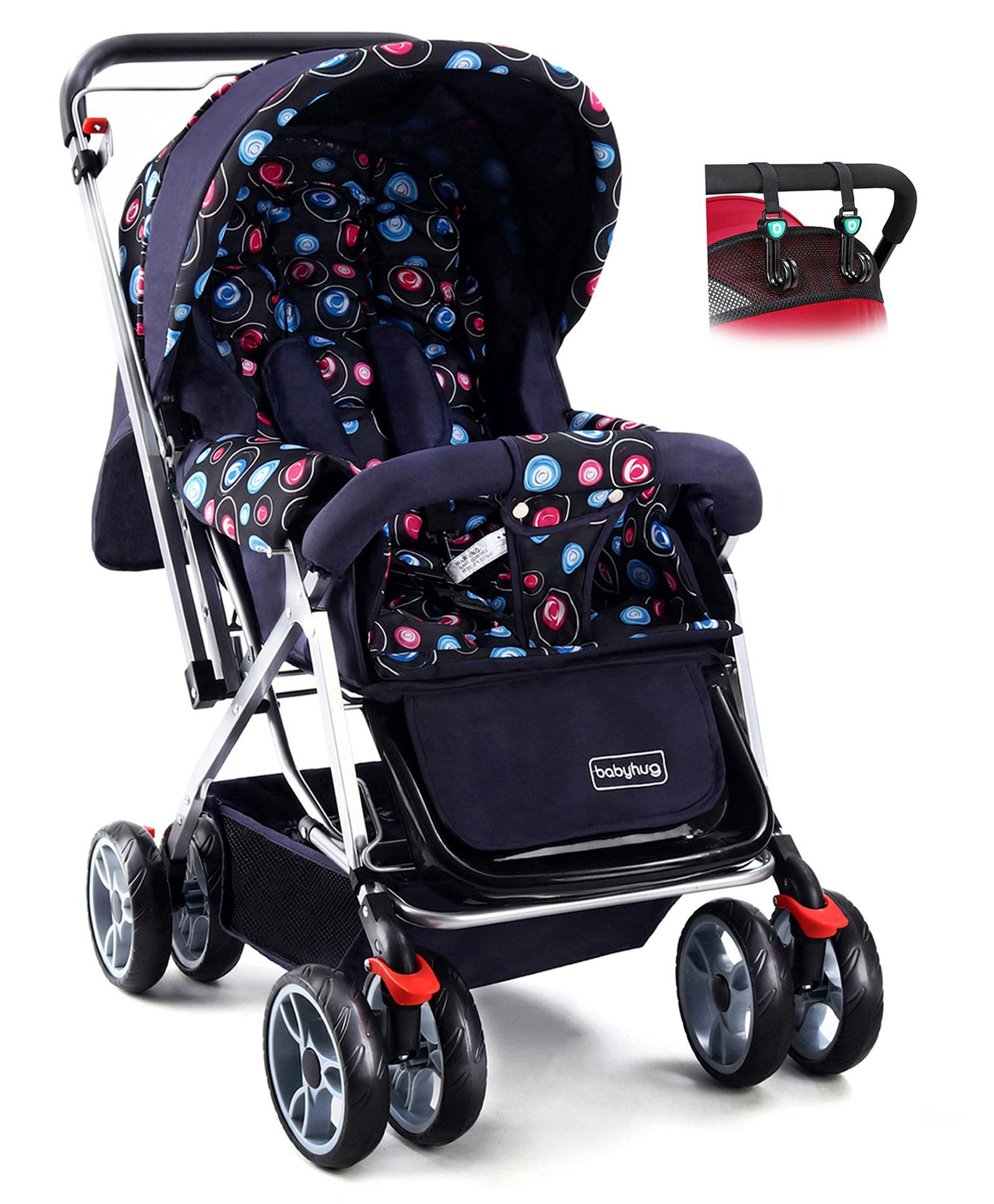 Babyhug Comfy Ride Stroller With Reversible Handle - Dark Navy Blue image 1