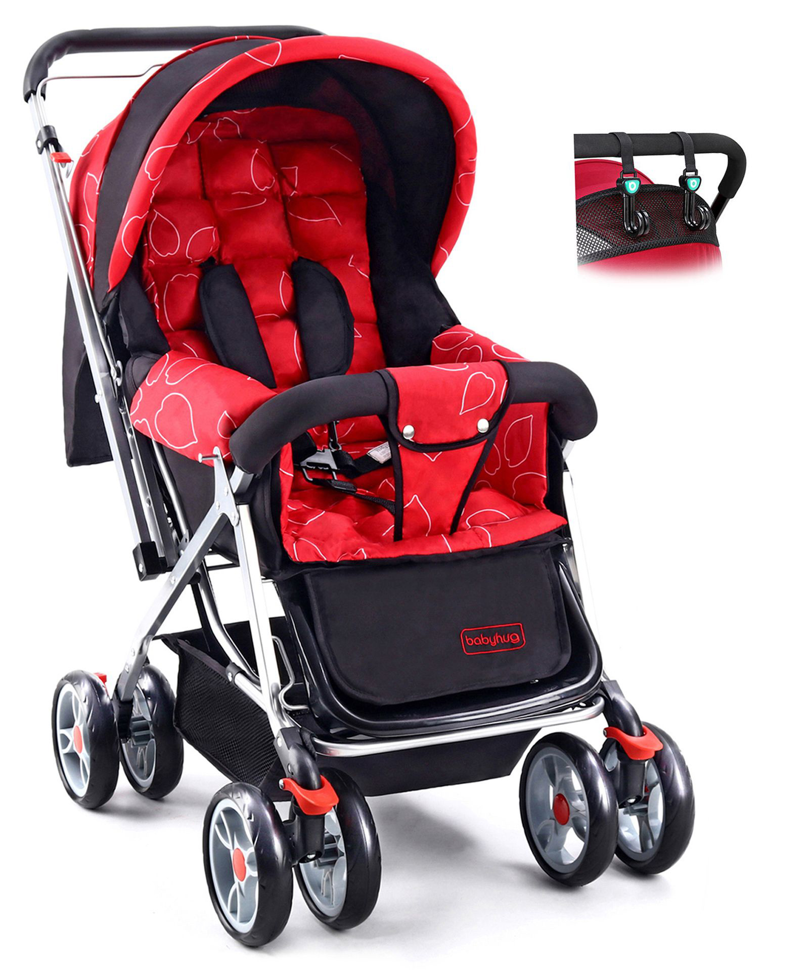 Babyhug Comfy Ride Stroller With Reversible Handle - Red image 1