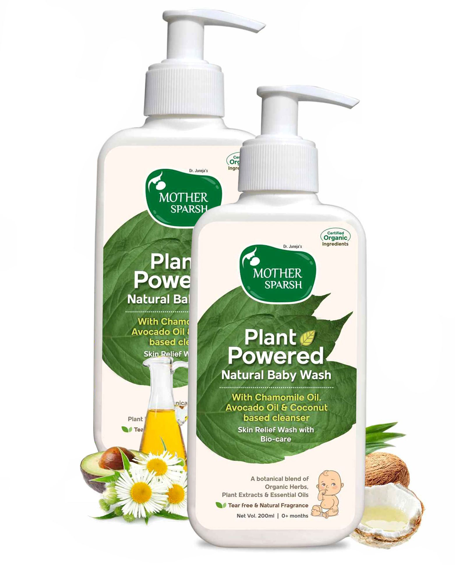 mother sparsh baby Mother Sparsh Plant Powered Natural  Baby Wash - 200 ml (Pack of 2)-picture-27