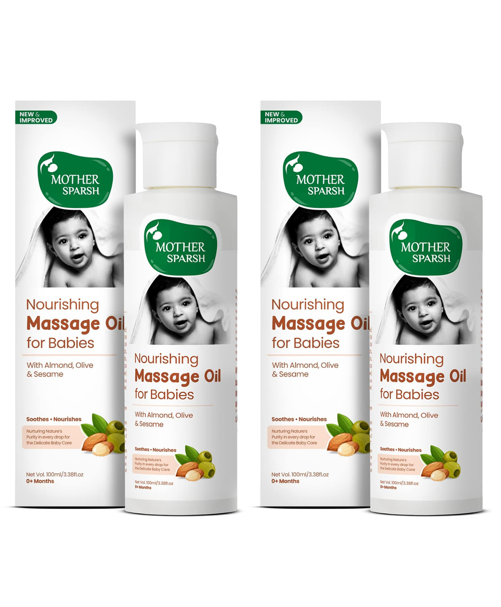 mother sparsh baby Mother Sparsh Natural Baby Massage Oil - 100 ml (Pack of 2)-picture-29