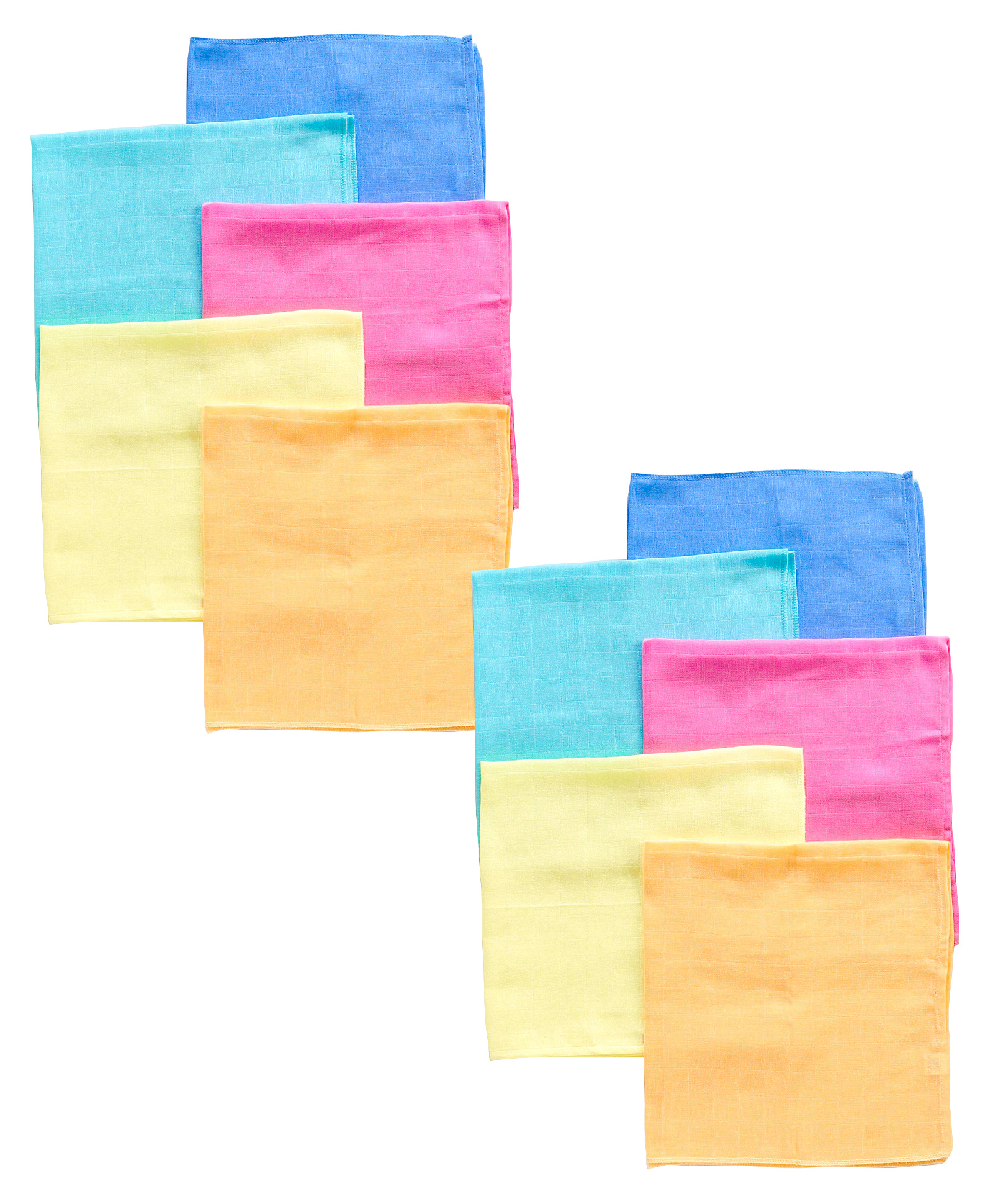 Babyhug Square Muslin Nappy Set Large Pack Of 5 - Multicolor Combo Pack of 2 image 1