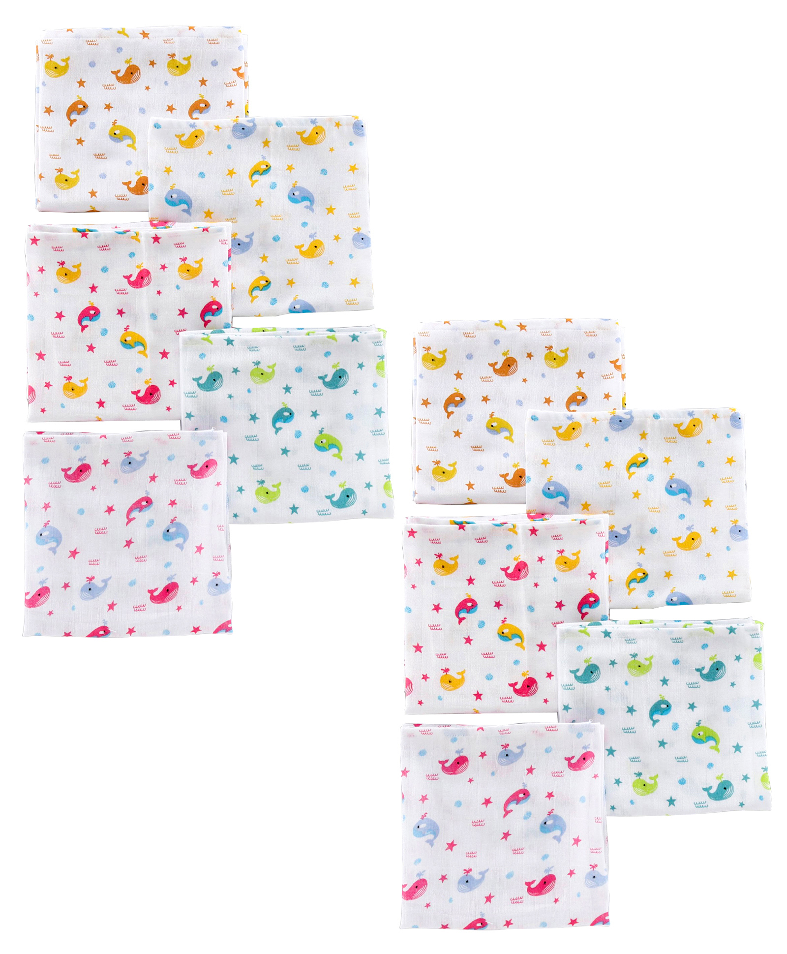 Babyhug Reusable Square Printed Muslin Cotton Nappy Set Medium Pack of 5 - Multicolor Combo Pack of 2 image 1