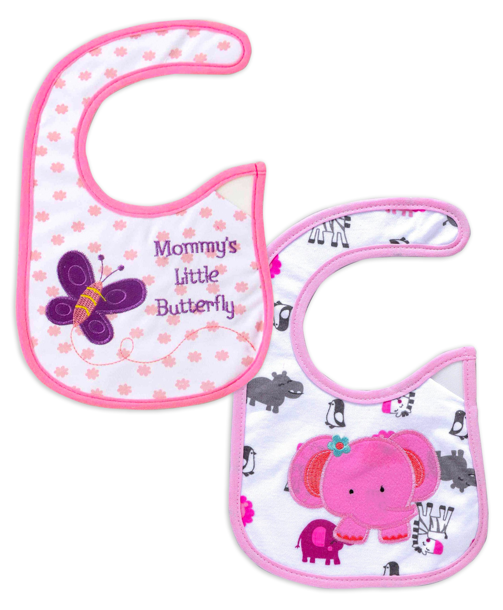 Babyhug Knitted Velcro Bib Elephant Print & Butterfly Print - Set of 2 image 1