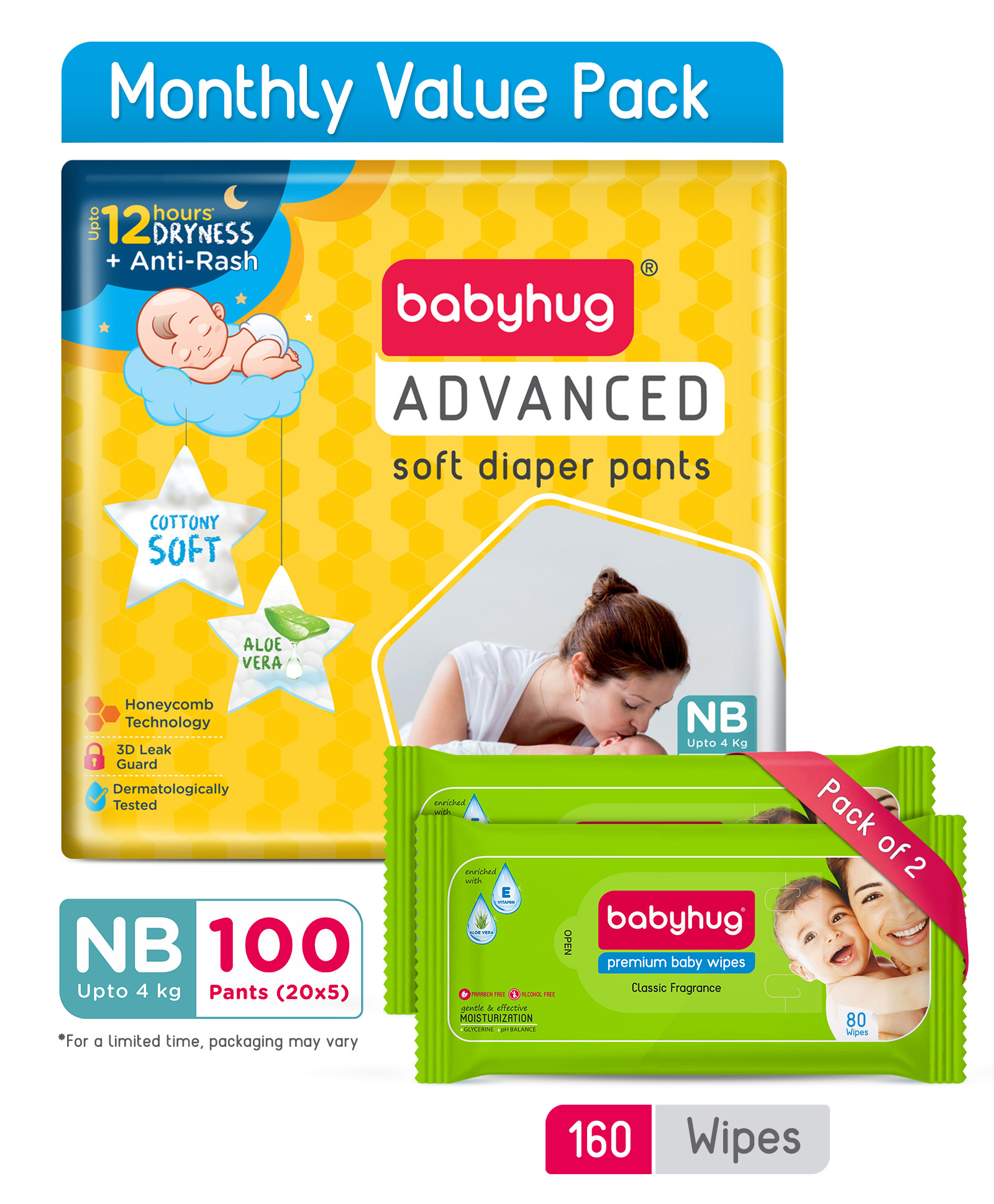 Buy Babyhug Advanced Pant Style Diapers New Born 100 Pieces & Babyhug