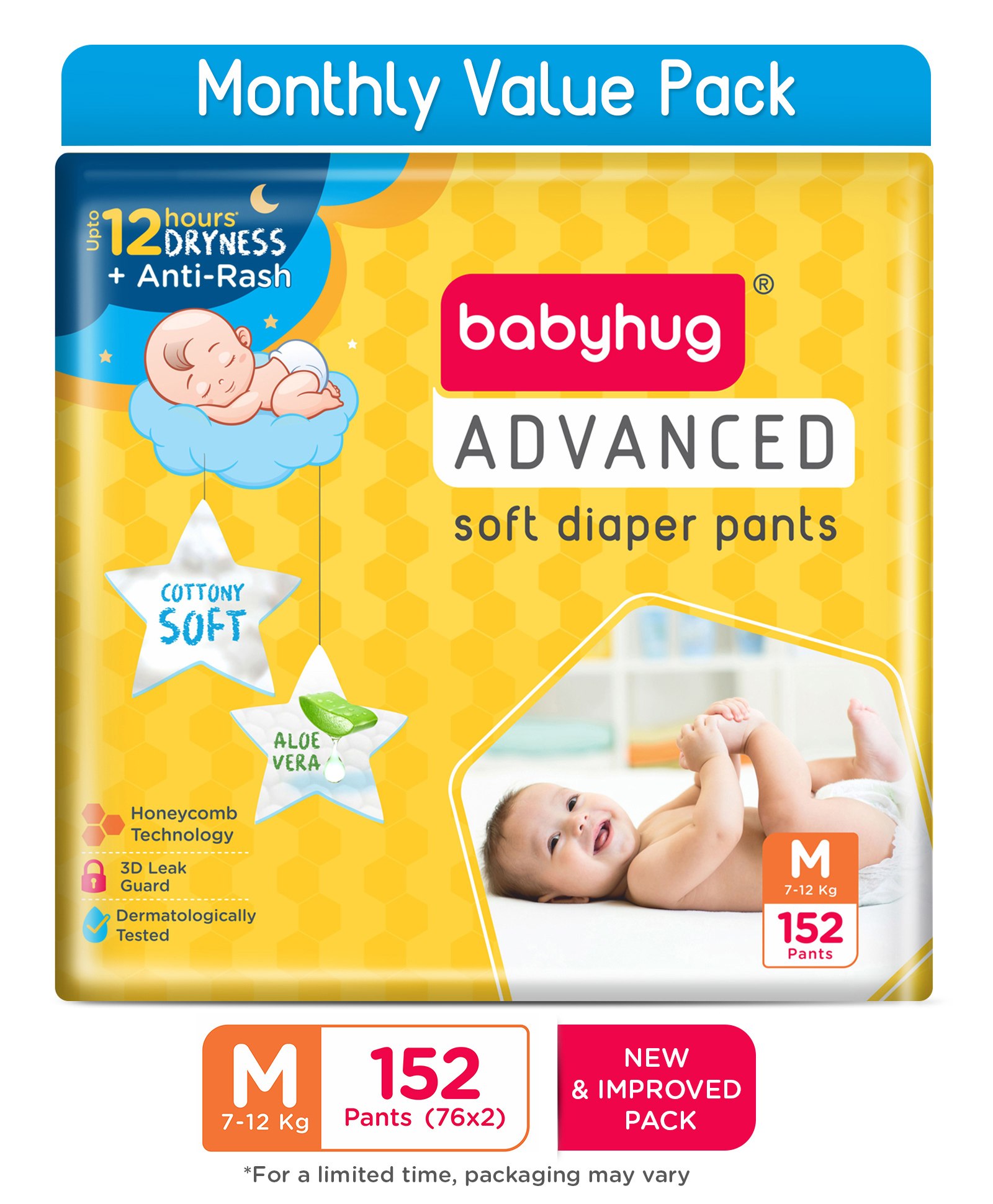 Buy Babyhug Advanced Pant Style Diapers Medium Monthly Box Pack - 152 ...