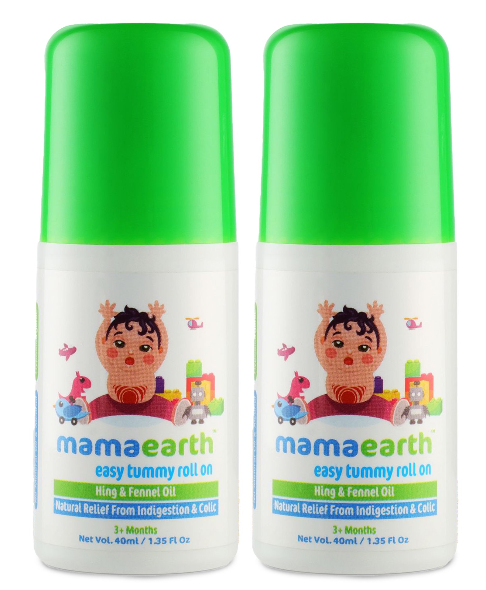 mamaearth Digestion And Colic Relief Easy Tummy Roll On - 40 ml (Pack of 2)