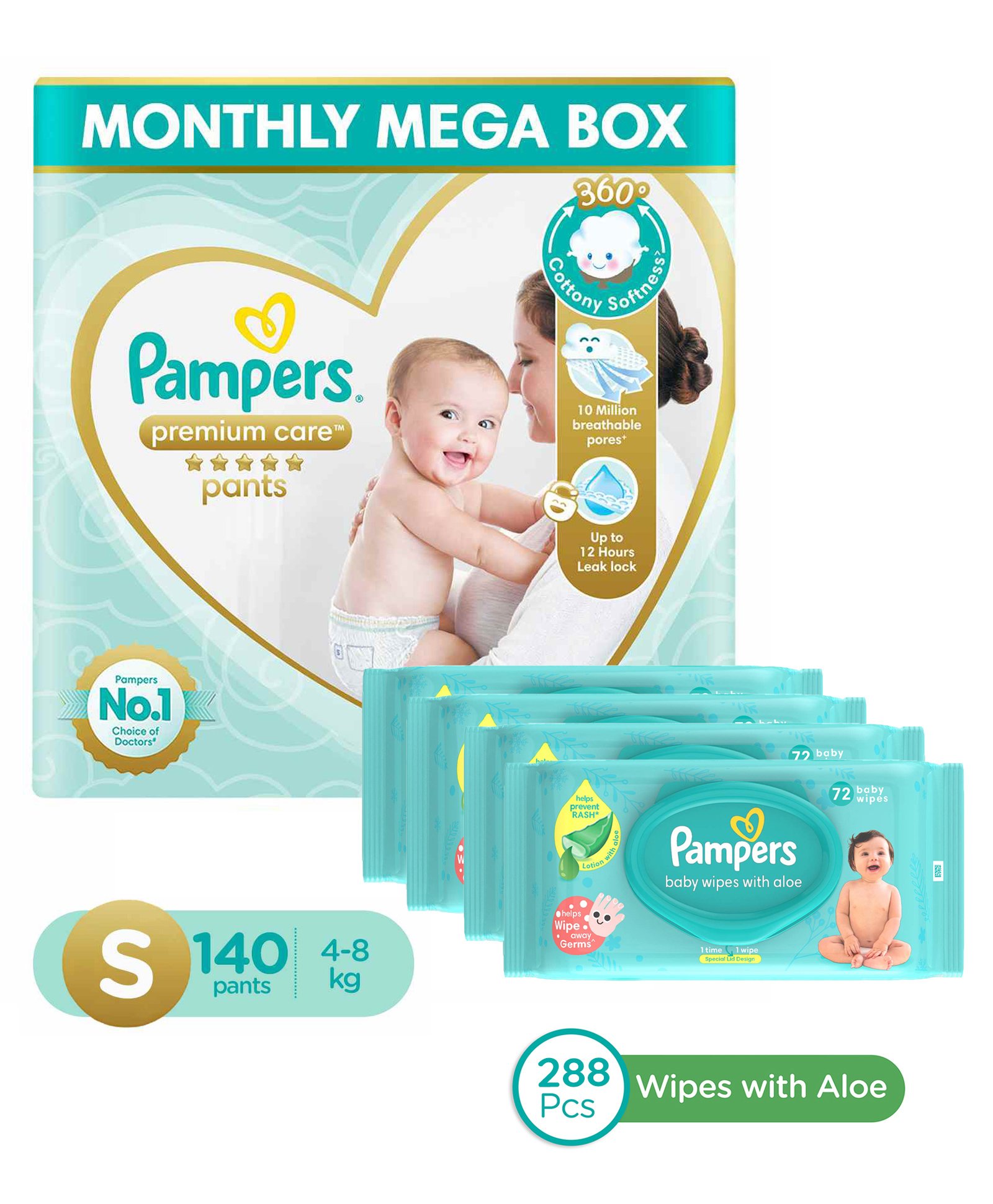 Buy Pampers Premium Care Pants, Small size baby diapers (SM), 140 Count