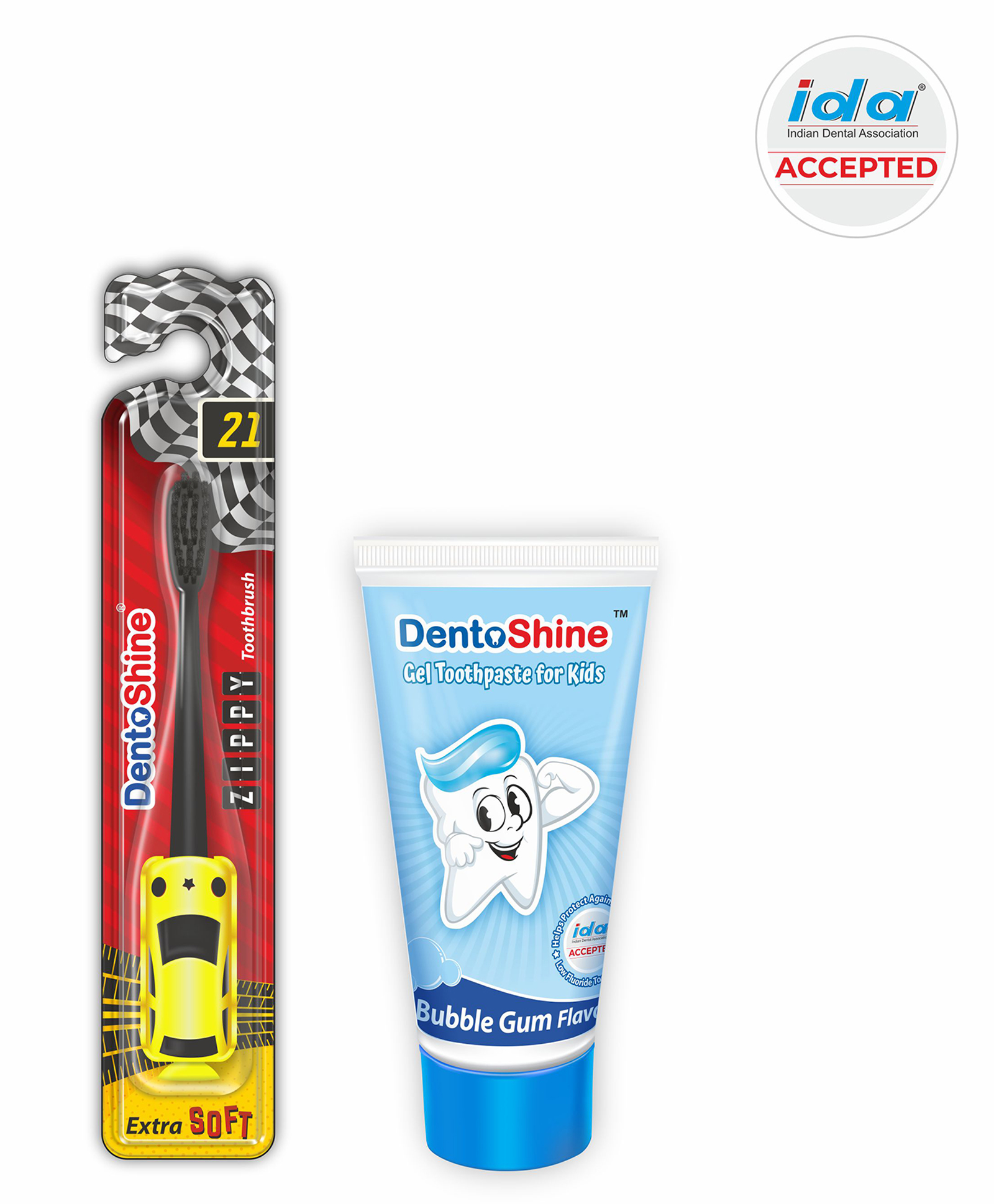 DentoShine Bubble Gum Flavoured Gel Toothpaste - 80 gm and DentoShine Zippy Extra Soft Toothbrush - Yellow-picture-13