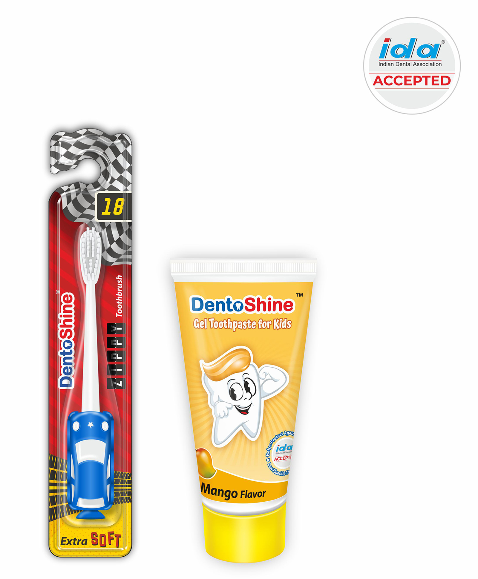 DentoShine Mango Flavoured Gel Toothpaste - 80 gm and DentoShine Zippy Extra Soft Toothbrush - Blue-picture-22